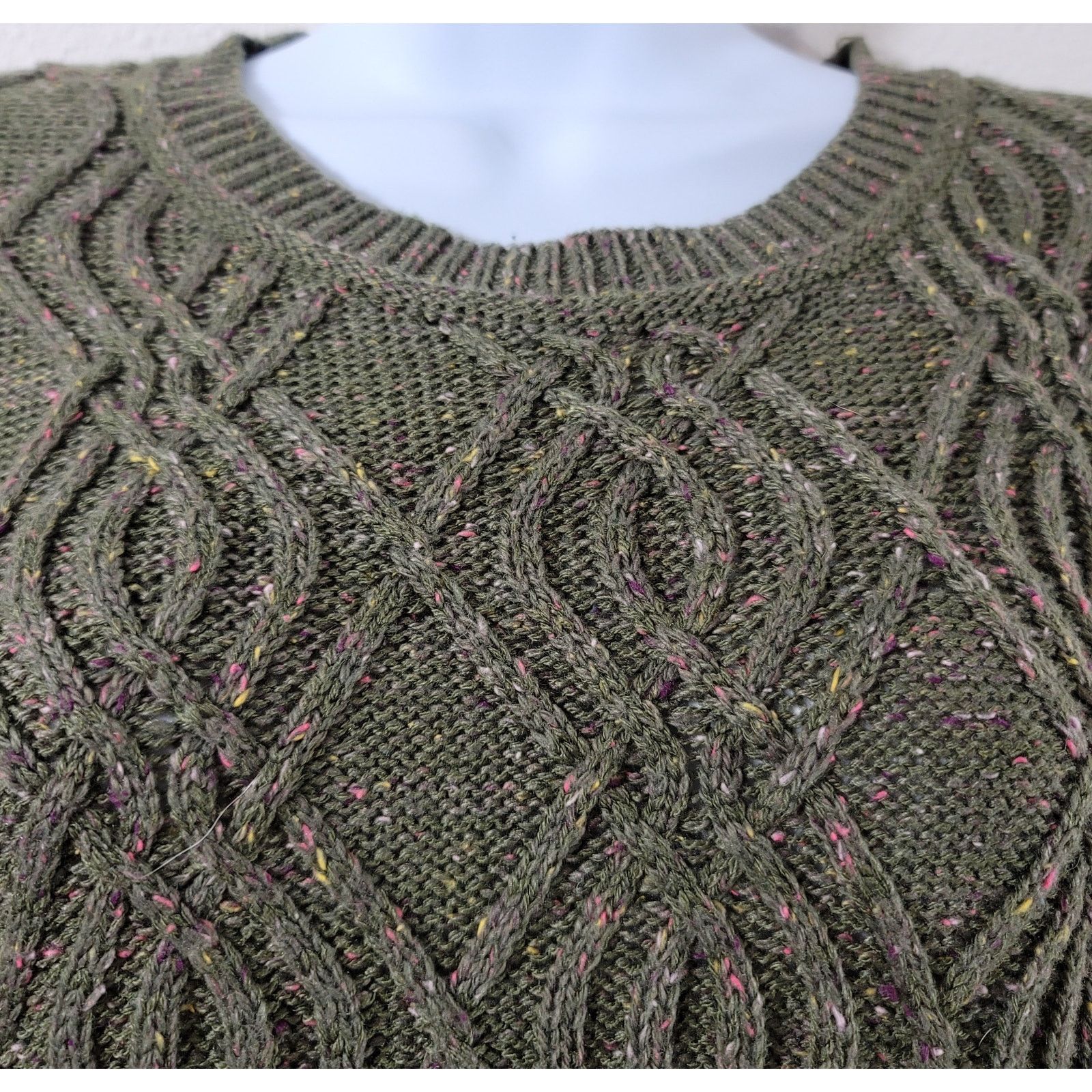 Other Time And Tru Green Olive Branch Cable Knit Sweater Large Size L / US 10 / IT 46 - 5 Thumbnail
