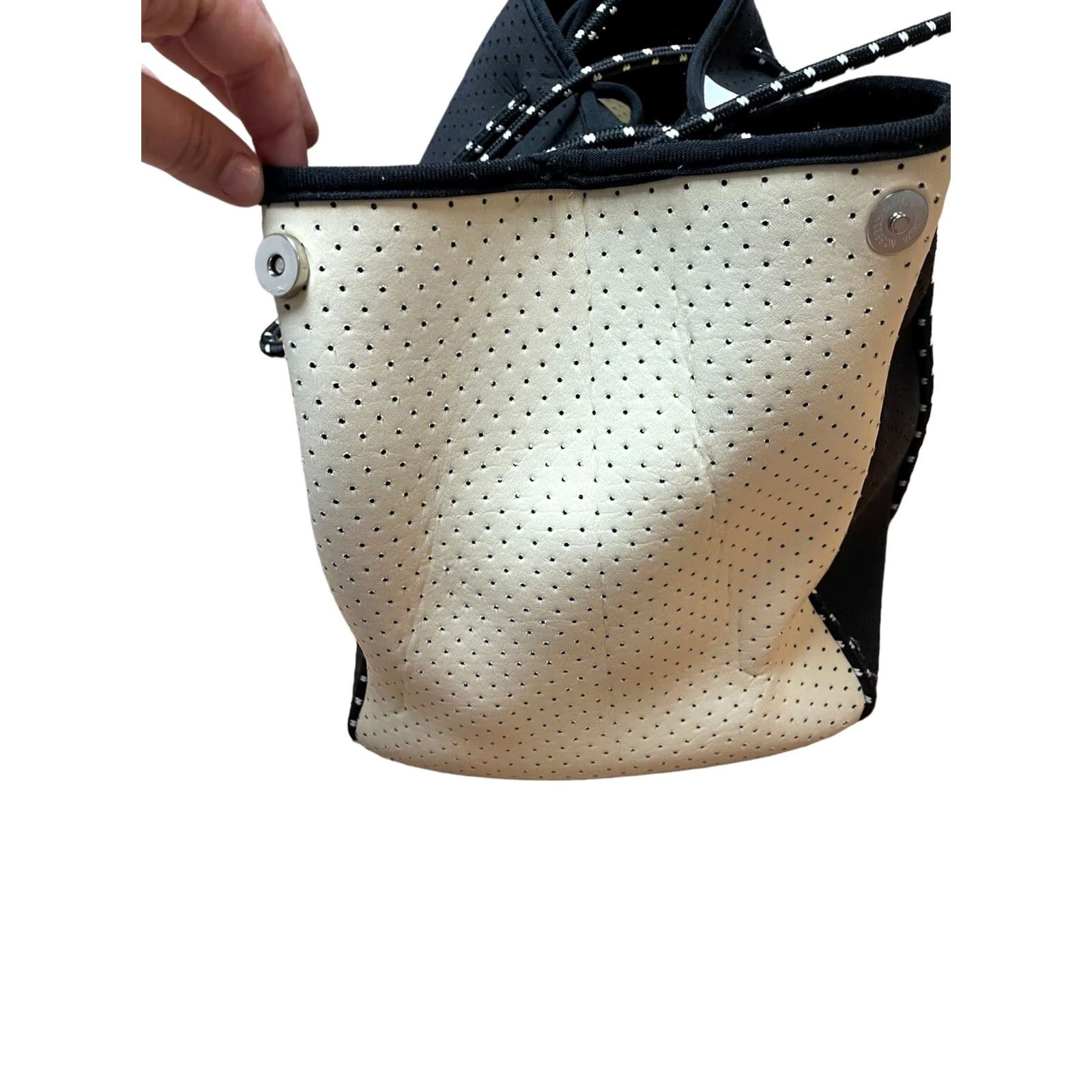Parker Parker & Hyde Neoprene Tote Bag Black/White Women's Purse Shoulder/Handbag's Tote Bag 90s Womens Size ONE SIZE - 7 Thumbnail