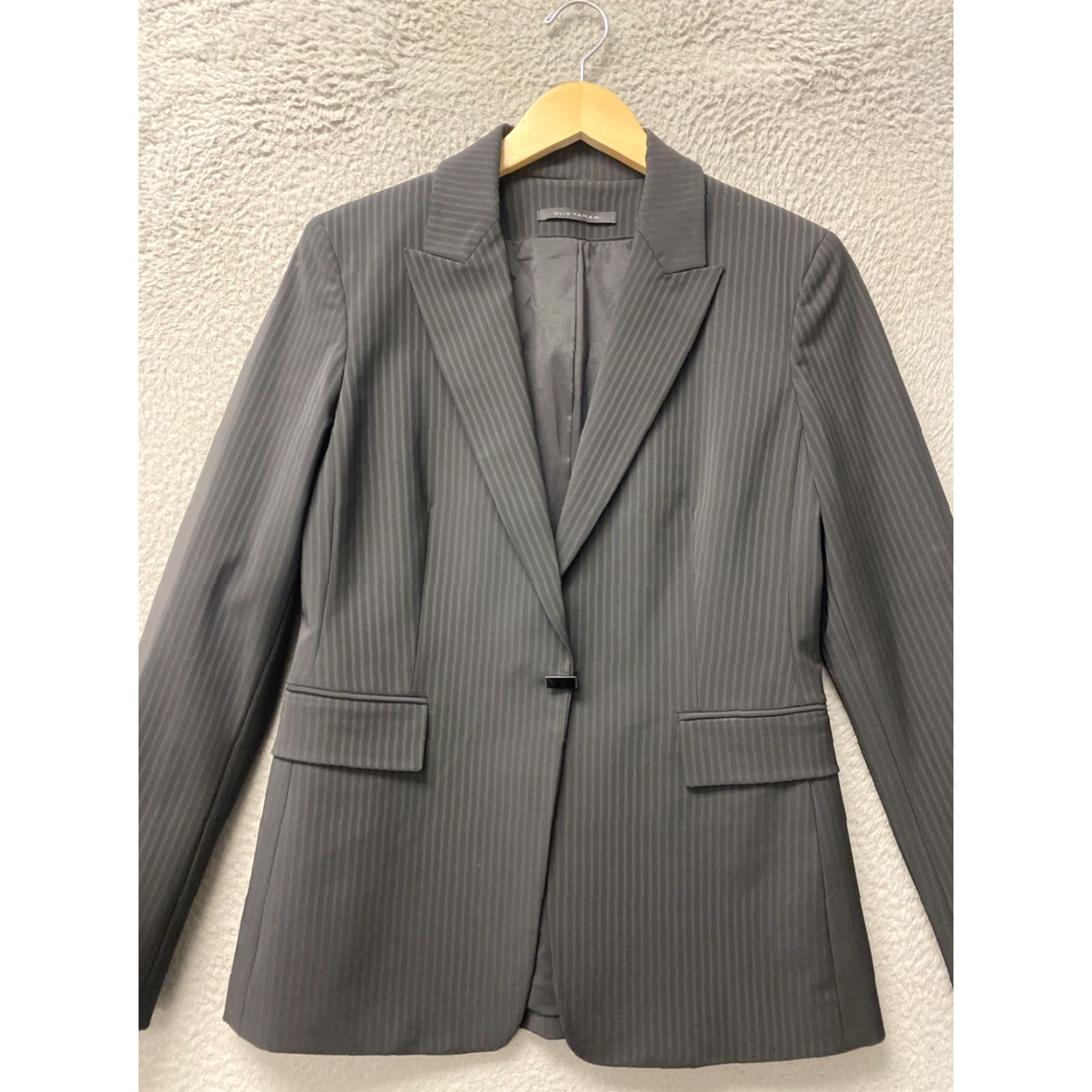 Vintage Tahari US 6 Blazer Woman's Black Striped Linen? Size M / US 6-8 / IT 42-44 - 2 Thumbnail