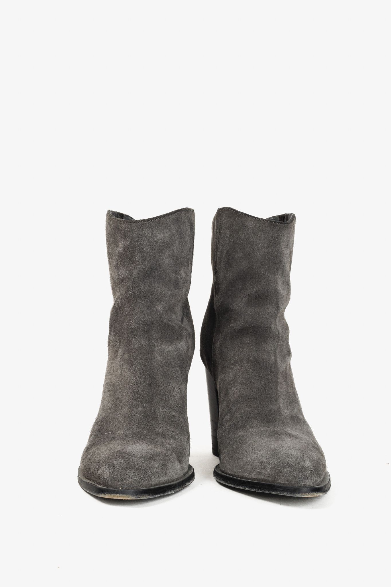 Vince Vince Grey Nubuck Leather Block Heel Point Toe Boots Size US 10 / IT 40 - 2 Thumbnail