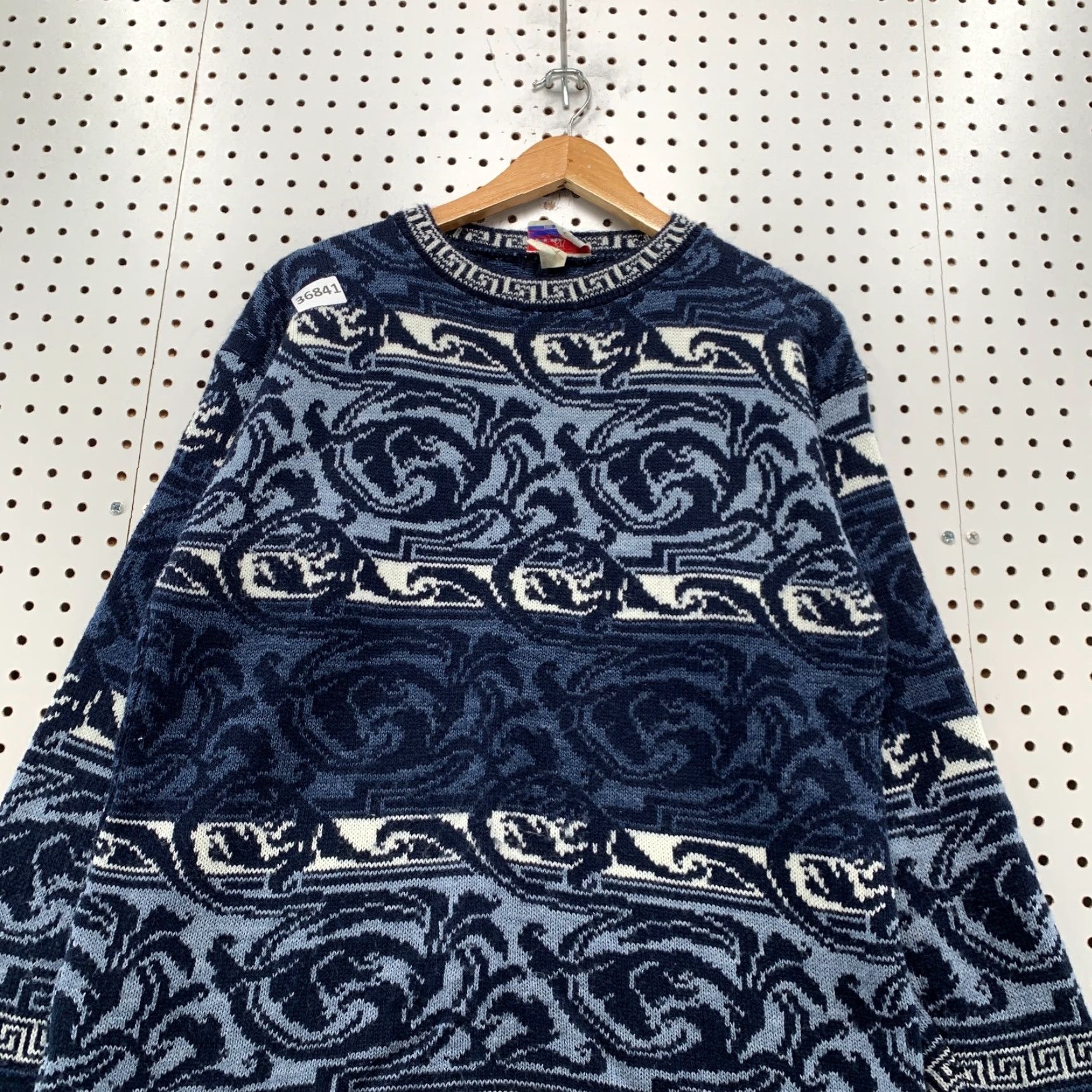 Vintage VINTAGE JJ Poole Knit Sweater Mens Medium Blue Paisley Acrylic Pullover USA Size US M / EU 48-50 / 2 - 5 Thumbnail