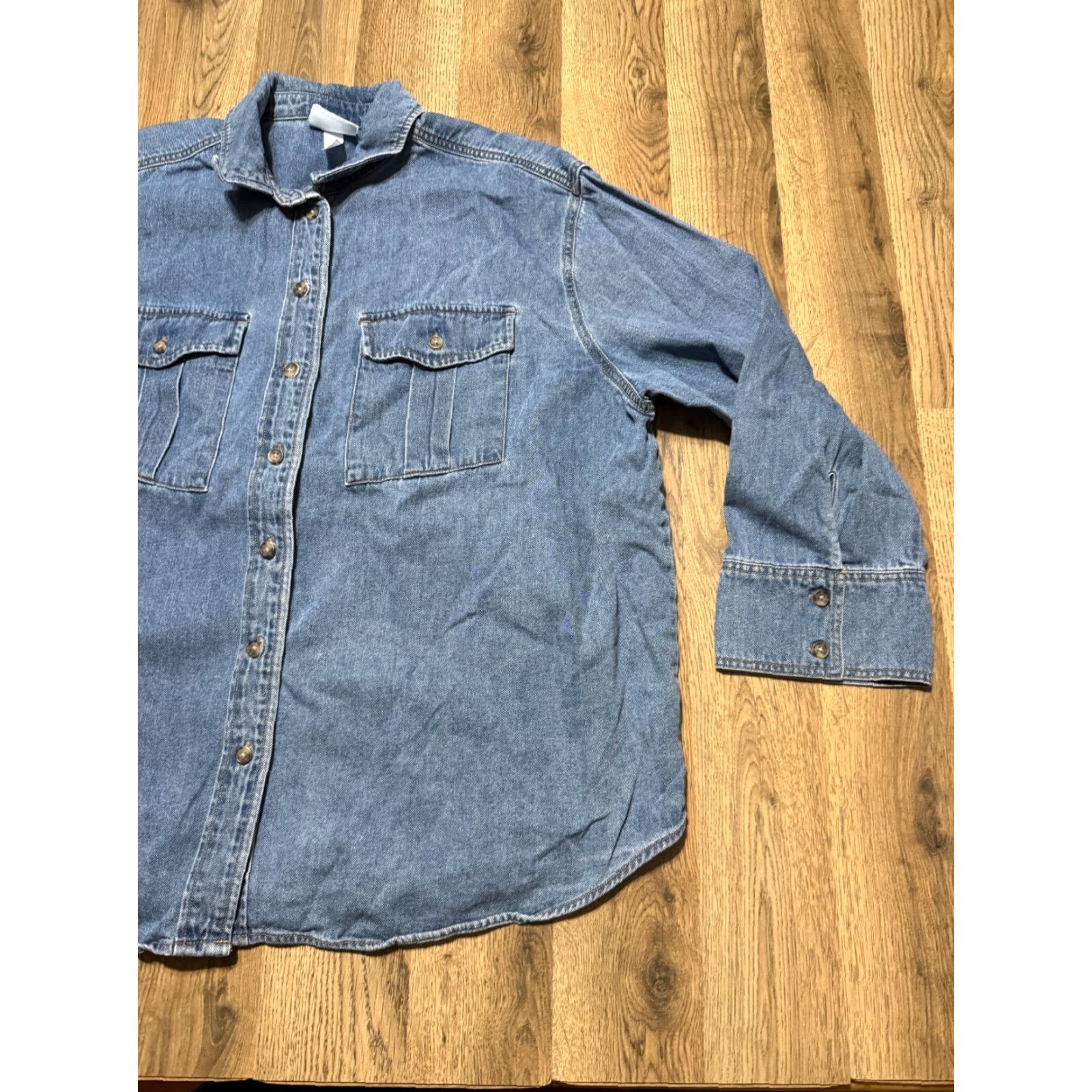 Vintage Future Collective Jean Jacket Men Size Large Blue Denim Button Up Pockets Size US 33 - 4 Thumbnail