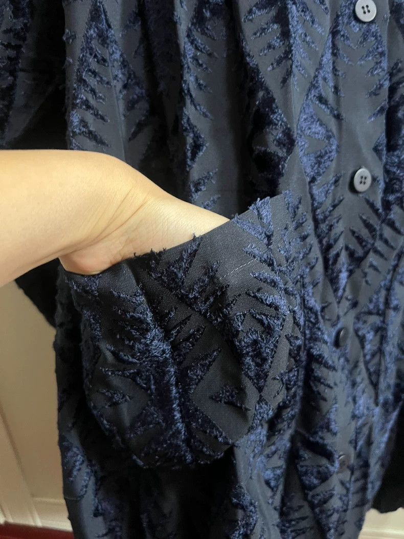Issey Miyake Issey Miyake size:one size Blue velvet pleated coat Size XS / US 0-2 / IT 36-38 - 1 Thumbnail