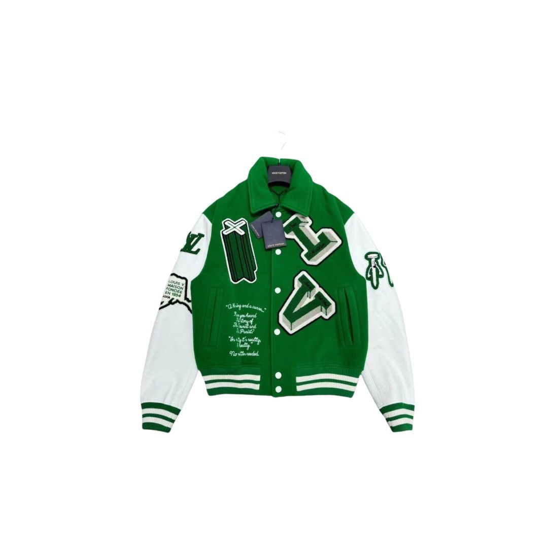 image of Louis Vuitton Green Varsity Jacket, Men's (Size Small)