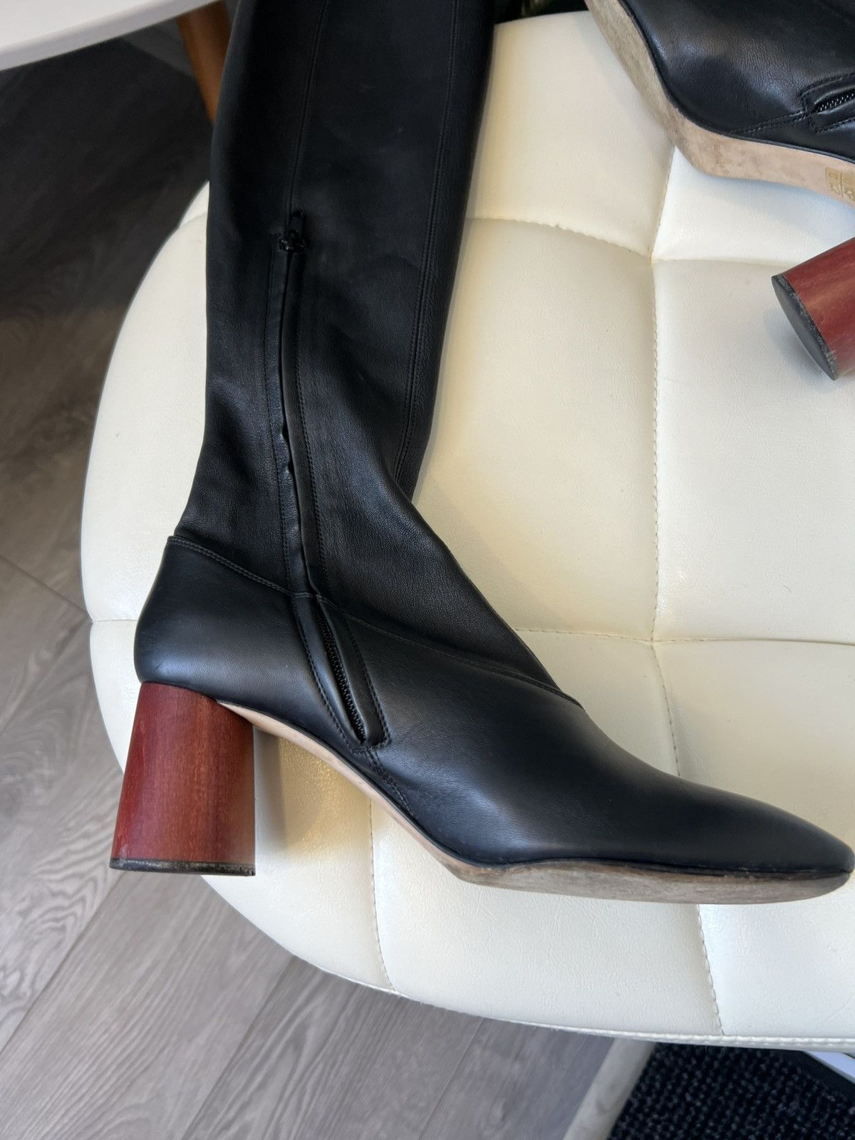 Helmut Lang Helmut Lang Black Leather Knee-High Boots Block Heel Size 39 Size US 9 / IT 39 - 8 Thumbnail