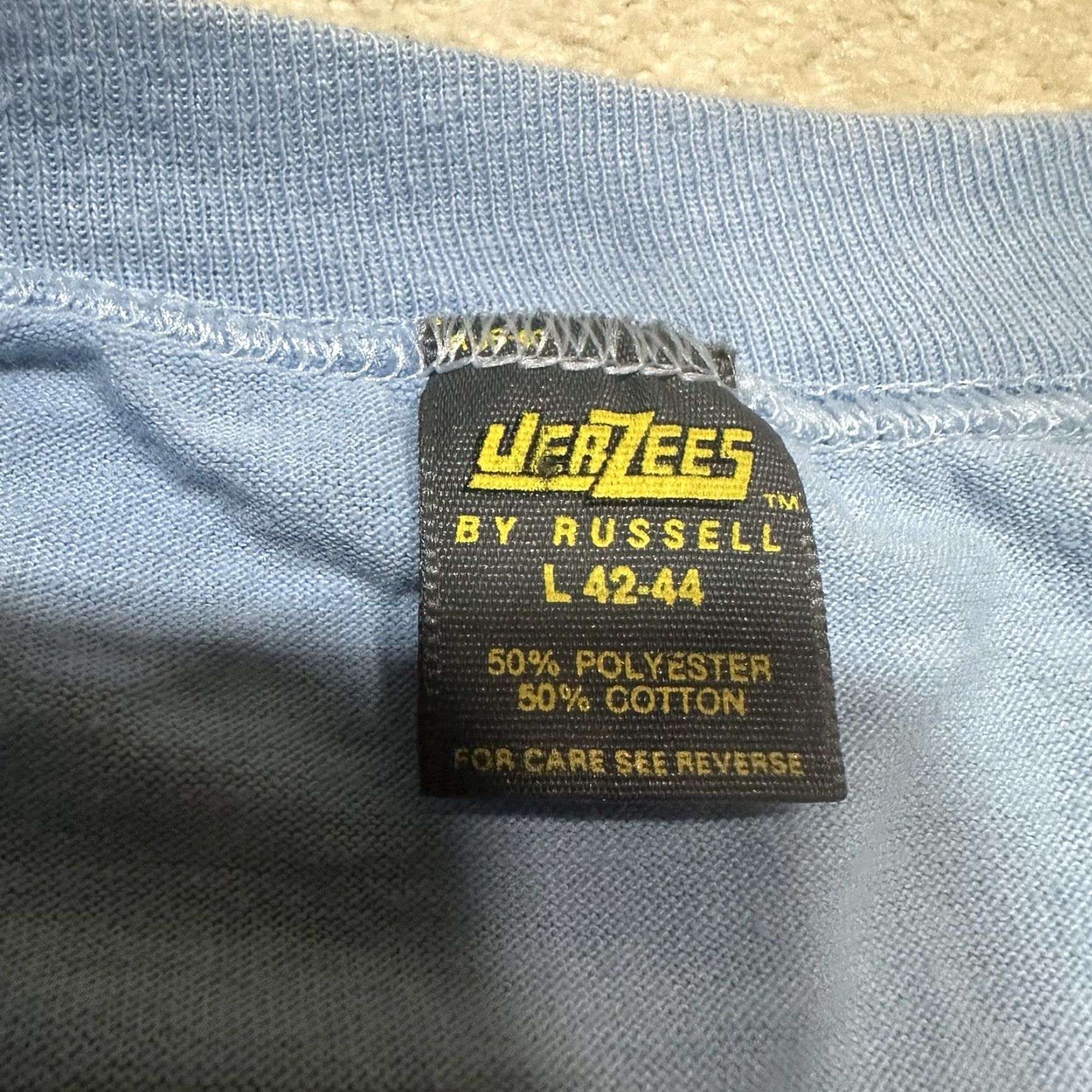 Jerzees VINTAGE 80s Jerzees T-Shirt Single Stitch Logo Graphic Airbrush Blue Atlanta Georgia Mens Large Cotton Crew Neck Short Sleeve Shirt 1980s Size US L / EU 52-54 / 3 - 6 Thumbnail