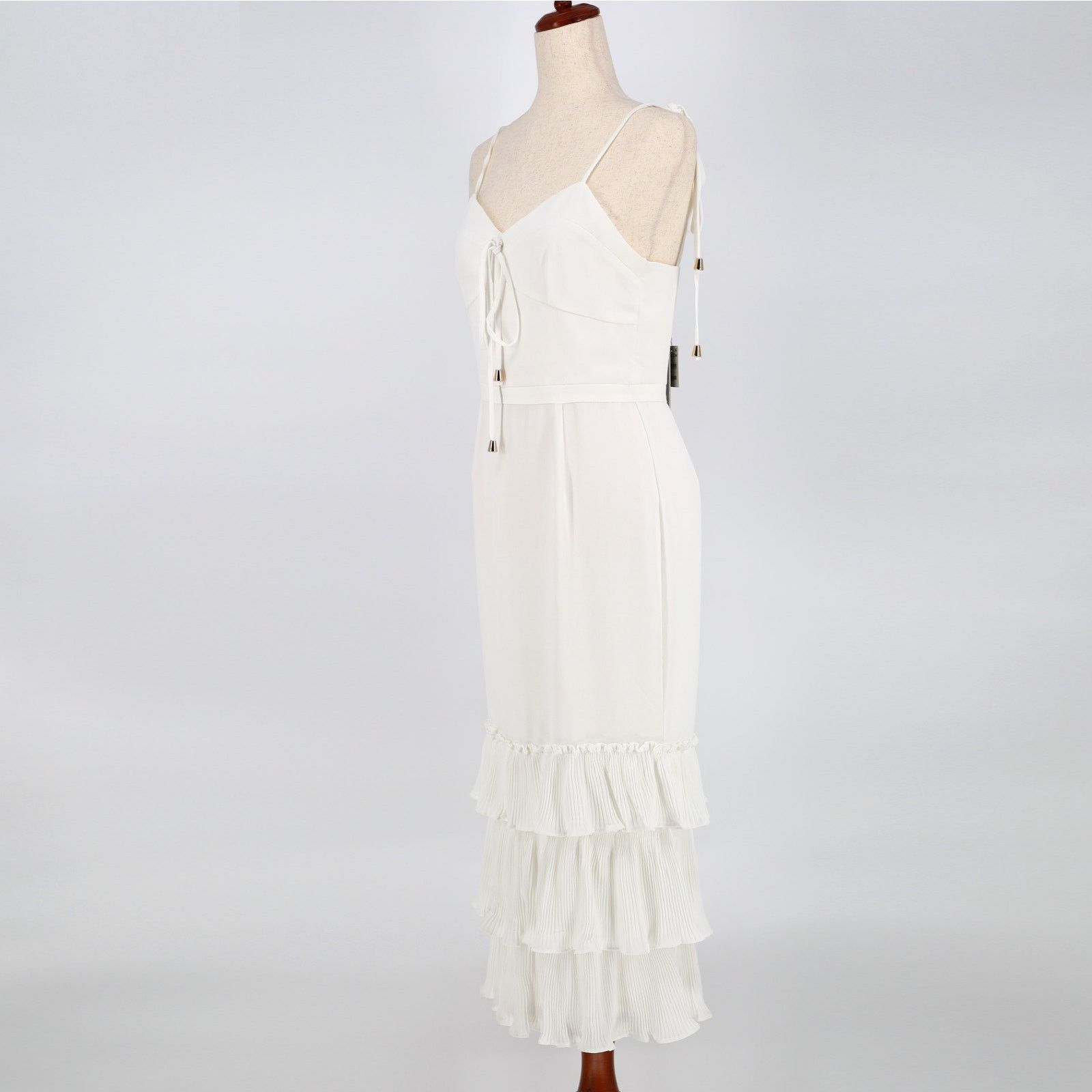 The Unbranded Brand Elle Zeitoune Women White Tiered Sheath Midi Dress Size S Size S / US 4 / IT 40 - 5 Thumbnail