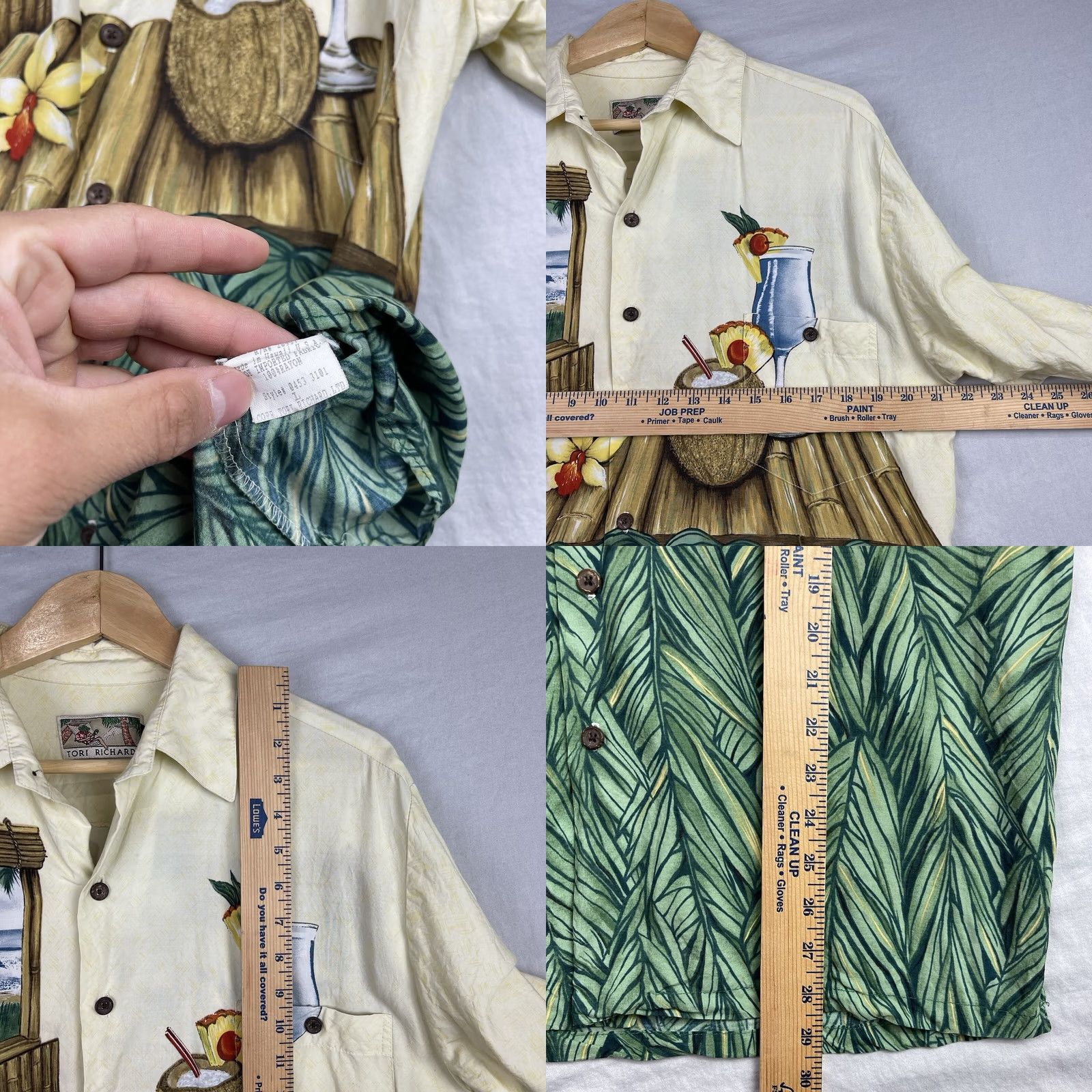 Tori Richard VINTAGE Tori Richard Shirt Mens Large Green Yellow Hawaiian Cocktails Aloha Size US L / EU 52-54 / 3 - 8 Thumbnail