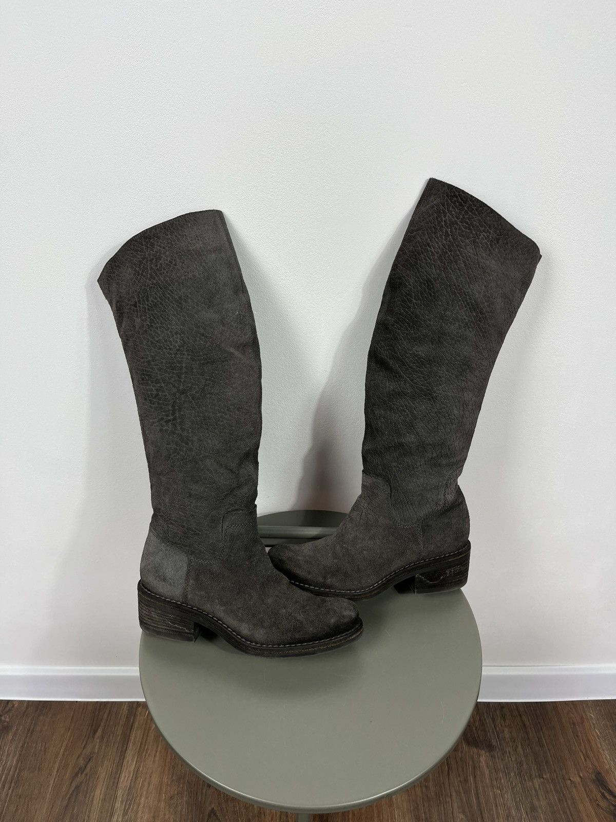 Other Vic Suede Tall Boots Curved Top Shaft Gray 37.5 Distressed Size US 6.5 / IT 36.5 - 1 Thumbnail