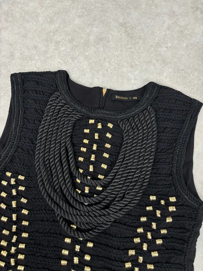 Balmain 2015 Balmain H&M Black Gold-Stud Tank Top Size S / US 4 / IT 40 - 5 Thumbnail