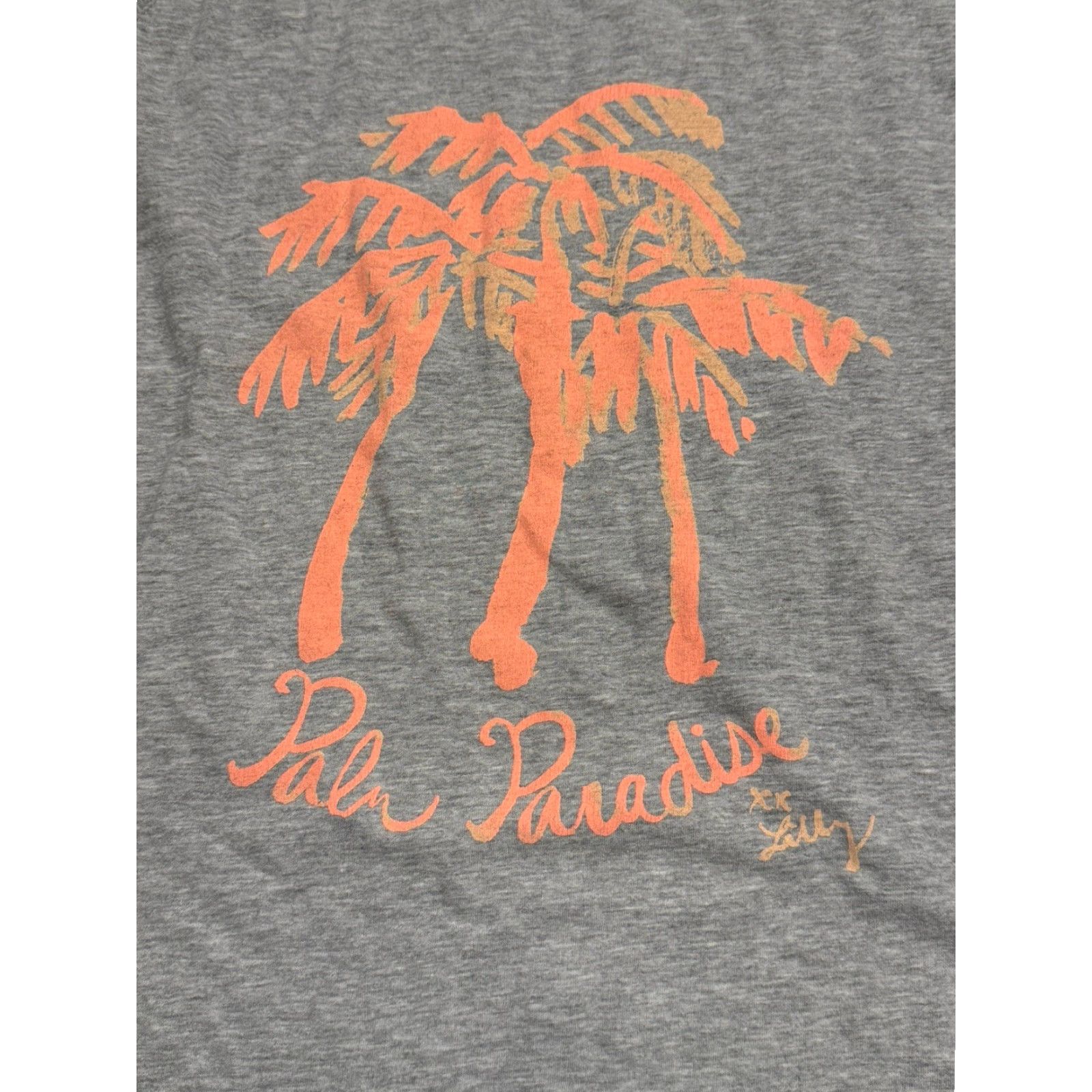 Lilly Pulitzer VINTAGE Lily Pulitzer Women's T-Shirt Medium Gray Palm Tree Print Casual Summer 90s Size M / US 6-8 / IT 42-44 - 4 Thumbnail