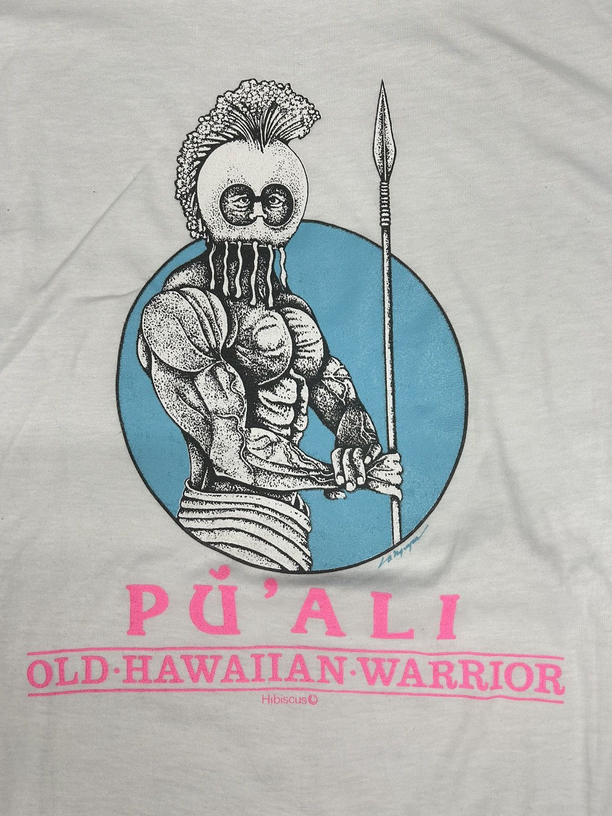 Vintage Crazy Vintage 90s Essential Hawaiian Warrior White Tee Shirt Size US L / EU 52-54 / 3 - 2 Thumbnail