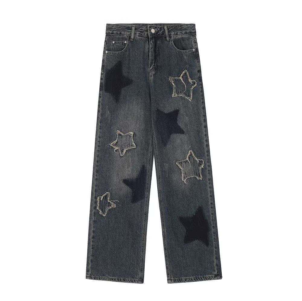 Japanese Brand × Jean Star embroidered straight washed oversized jeans Size US 32 / EU 48 - 1 Thumbnail