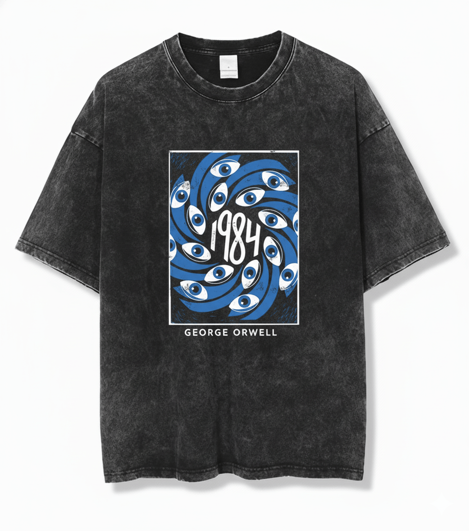 Other Y2K Street Goth Creepy Blue Eyeballs Print Washed T-Shirt Size US XXL / EU 58 / 5 - 1 Thumbnail