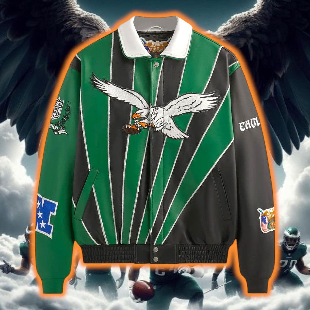 Jeff Hamilton × Kith × NFL Kith & Jeff Hamilton 🇺🇸 Eagles 🦅Leather Varsity Jacket 🏈🧥 Size US L / EU 52-54 / 3 - 2 Thumbnail
