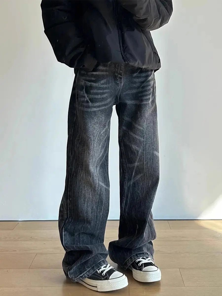 Japanese Brand Retro washed cat whisker lightning jeans Size US 30 / EU 46 - 6 Thumbnail