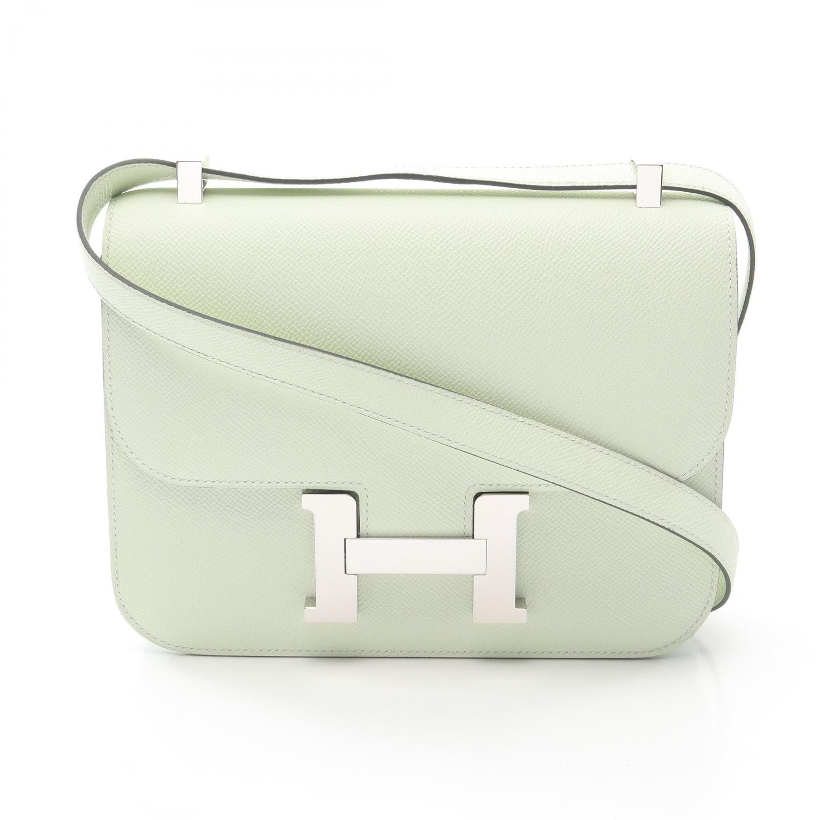 Hermes Constance One 24 Vert Fizz Shoulder Bag Veau Epsom Light Green Silver Hardware U Stamp, Women's