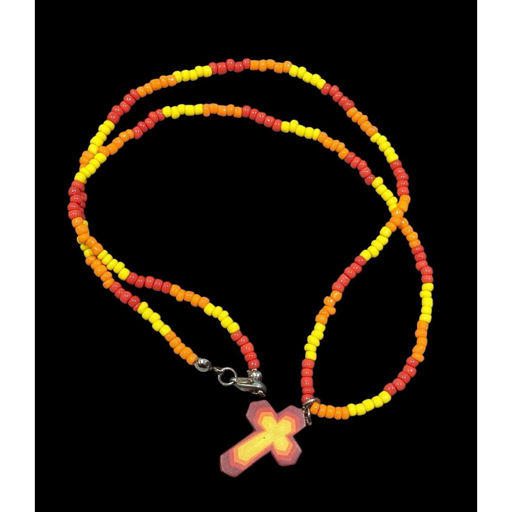 Other Handmade Fire Themed Beaded Cross Necklace Size ONE SIZE - 1 Thumbnail