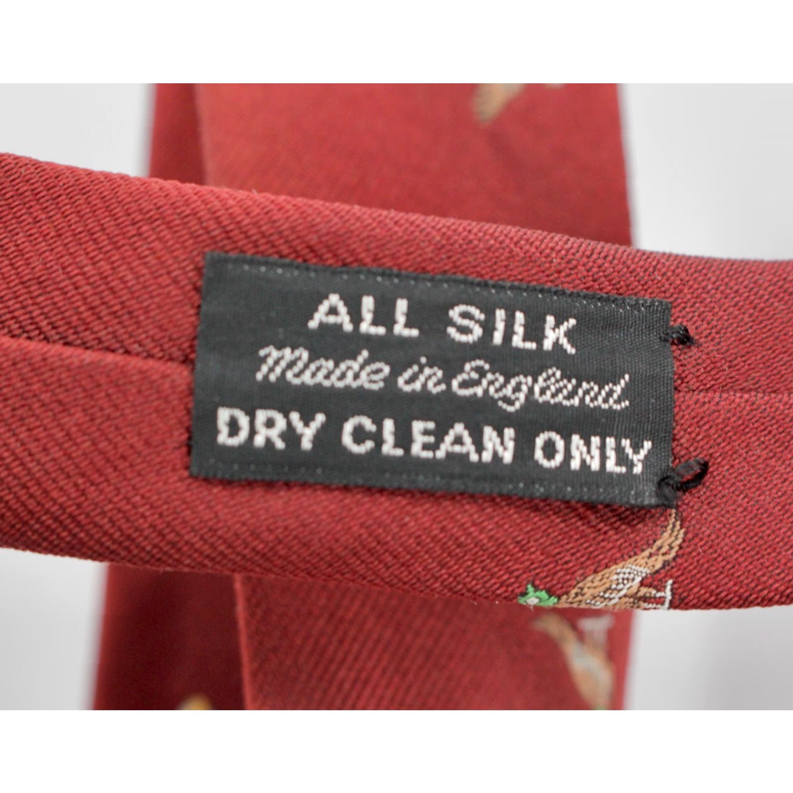 Vintage VTG 80s Men's Silk Necktie S Fisher Red Pheasant Bird Themed Tie 1980s + Vintage Tie Mens Red Silk Neck Tie 80s 90s Size ONE SIZE - 4 Thumbnail
