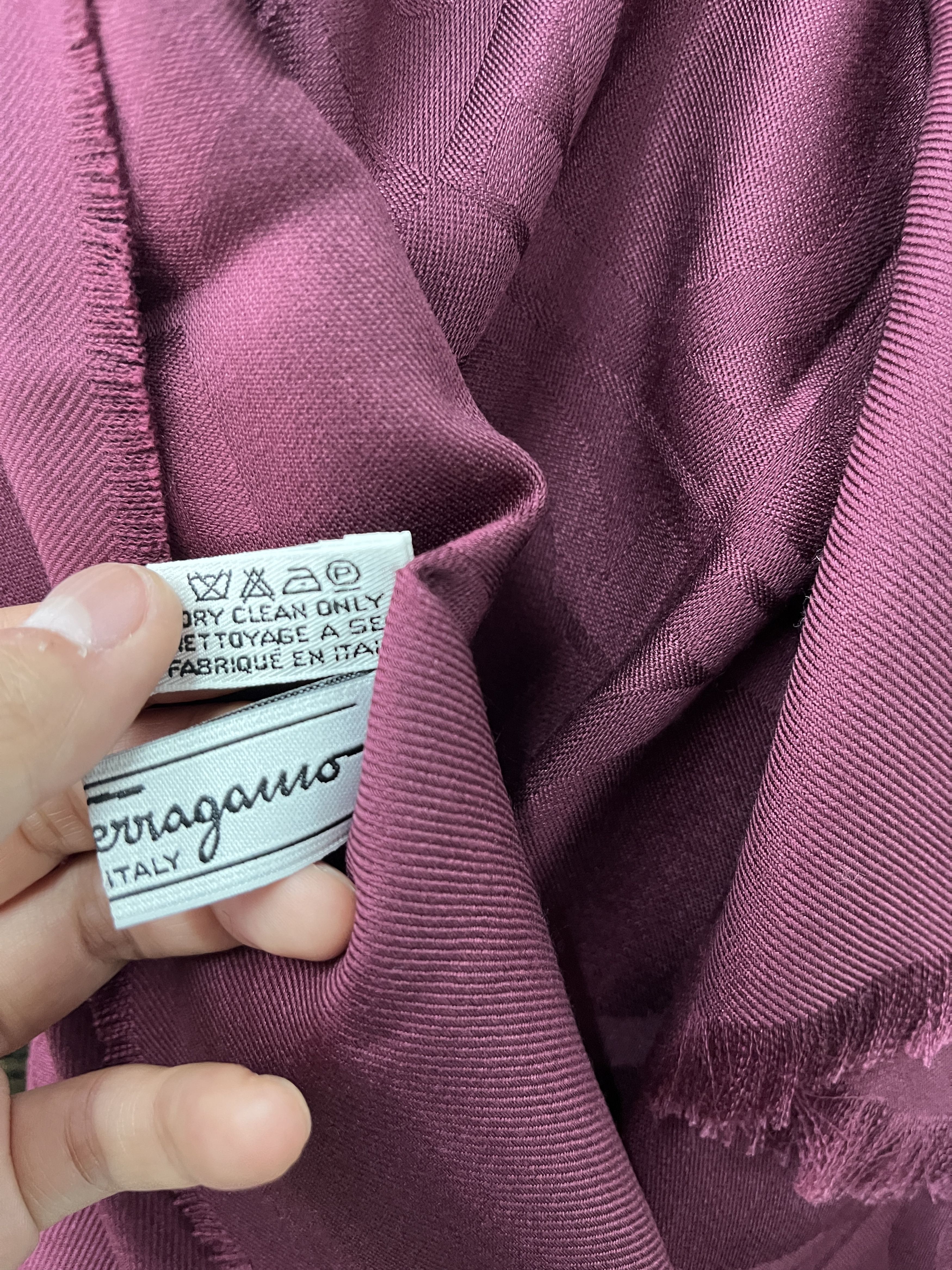 Salvatore Ferragamo Burgundy Silk And Wool Scarf Size ONE SIZE - 5 Thumbnail