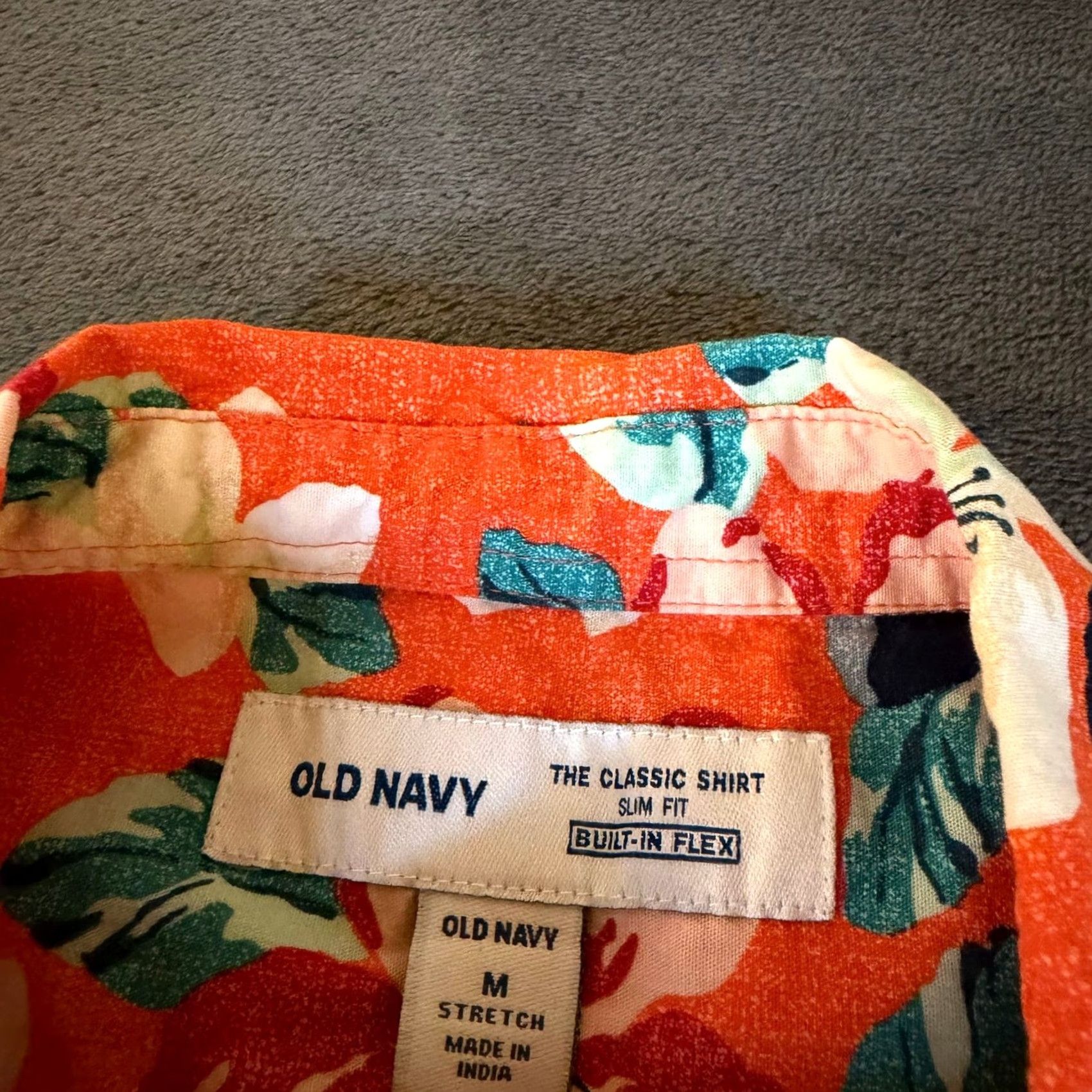 Old Navy Old Navy Floral Button-Up Short Sleeve Shirt Orange Classic Fit Mens Medium Size US M / EU 48-50 / 2 - 2 Thumbnail