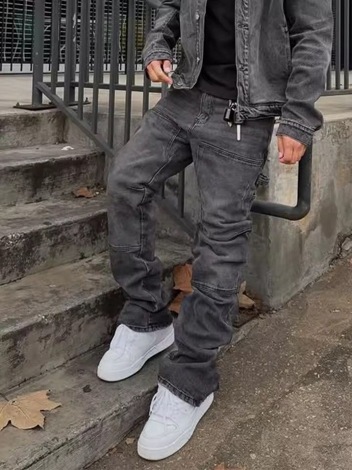 Jean Faded Black Stacked Carpenter Denim - Flare / Zip Hem Size US 30 / EU 46 - 3 Thumbnail