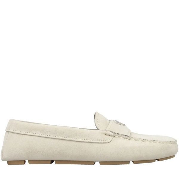 Suede Triangle Logo Loafer in White, Men's (Size 9)