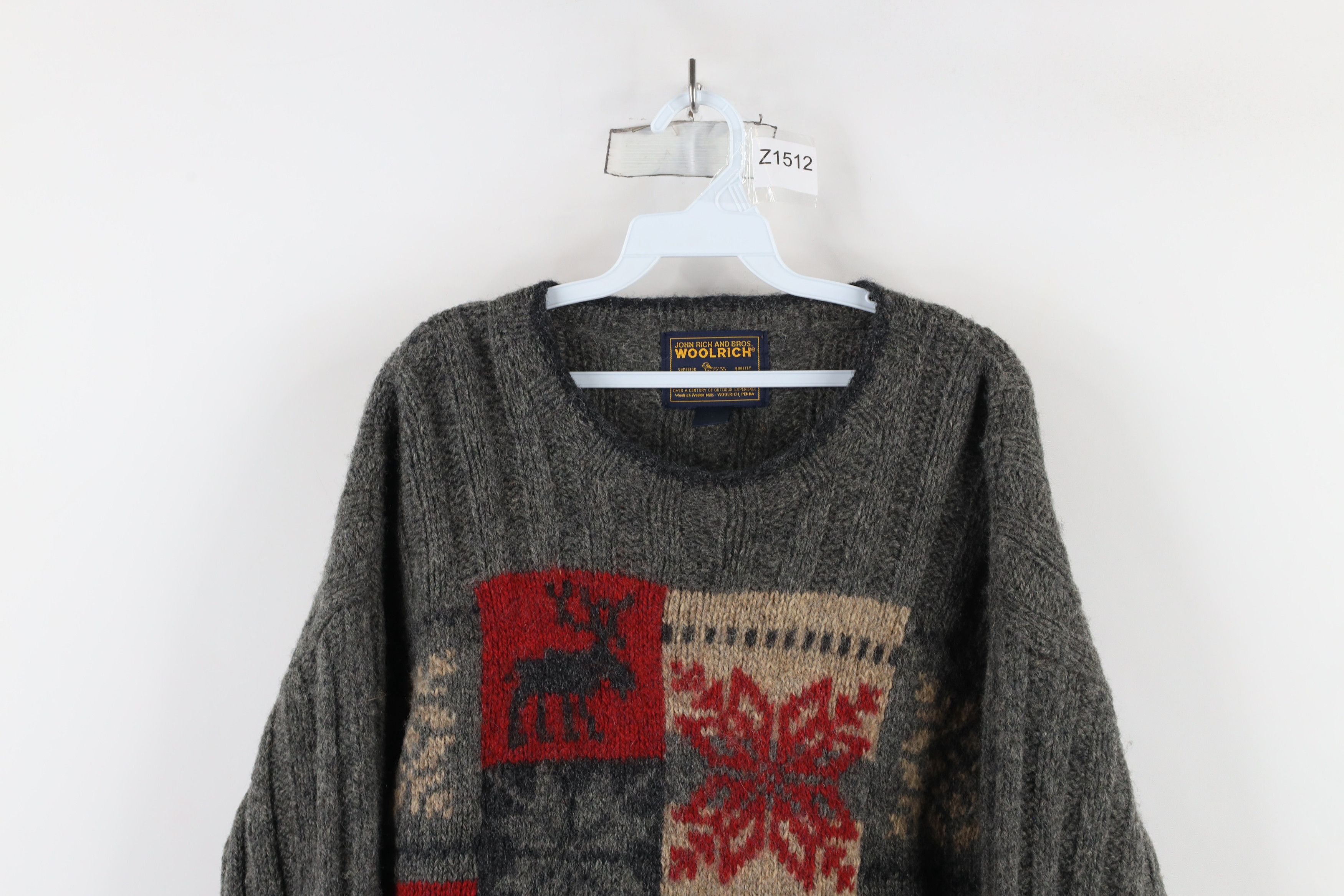 Vintage × Woolrich Woolen Mills Vintage 90s Woolrich Knit Moose Snowflake Patchwork Sweater Size M / US 6-8 / IT 42-44 - 2 Thumbnail