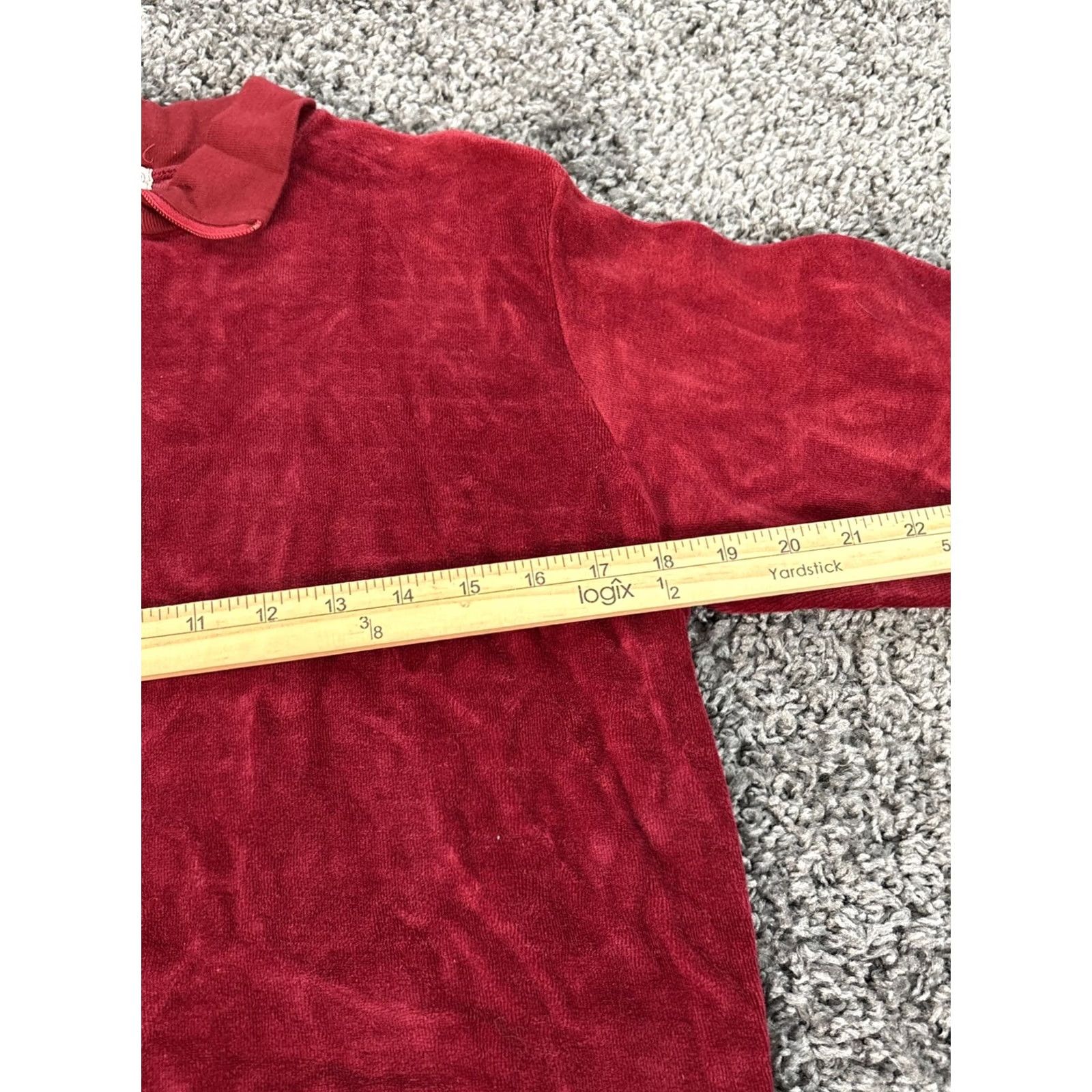 Vintage VINTAGE Campus Polo Sweater Top Velour 1/4 Zip V-Neck Red USA M Women Size M / US 6-8 / IT 42-44 - 3 Thumbnail