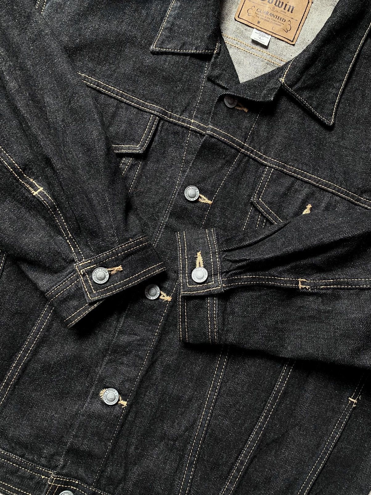 Edwin Vintage 90s EDWIN🇯🇵 Trucker Denim Jacket Black Size US L / EU 52-54 / 3 - 6 Thumbnail
