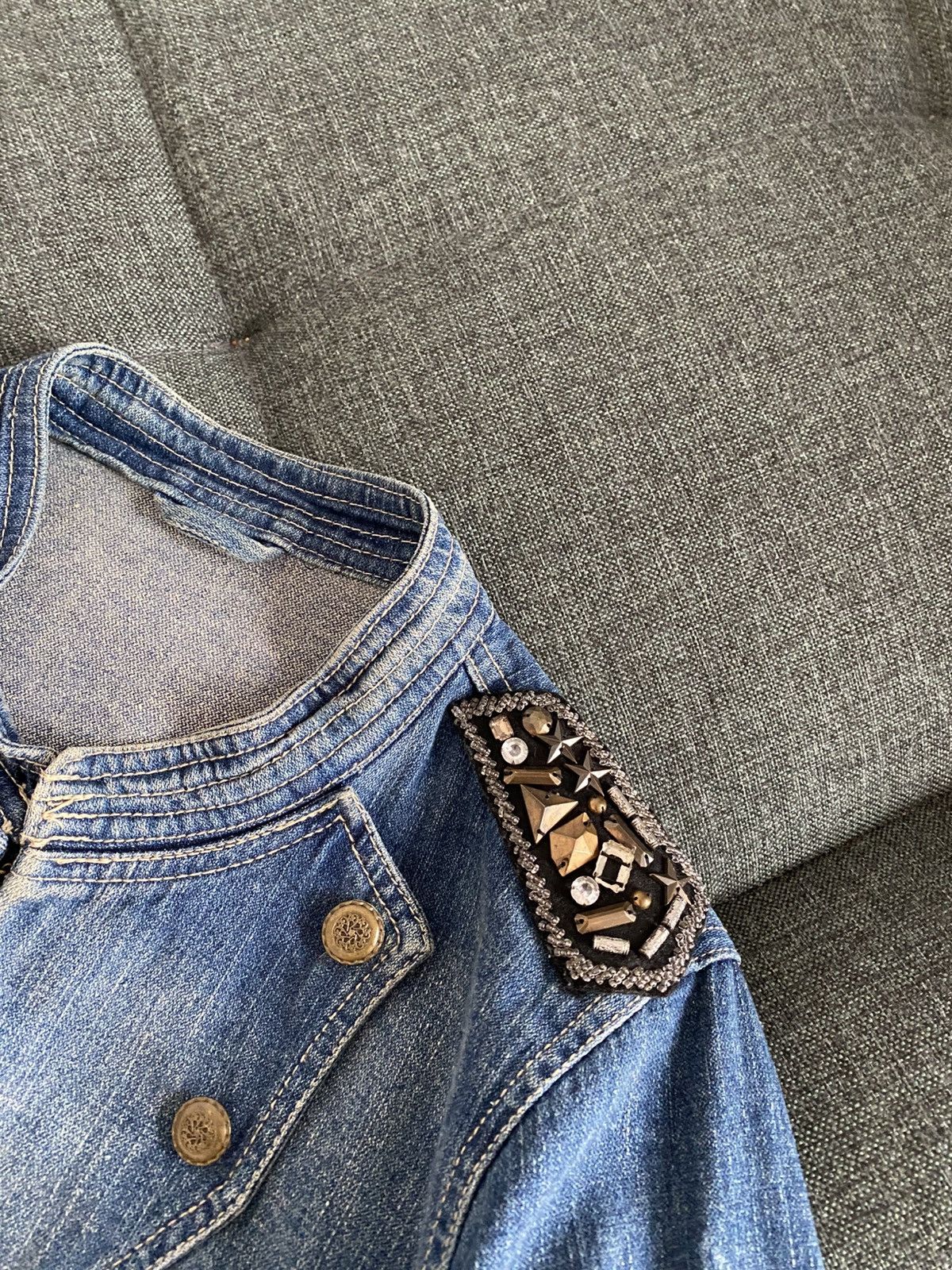If Six Was Nine Vintage Denim Military Napoleon Jacket Faded Washed Japanese Size L / US 10 / IT 46 - 7 Thumbnail