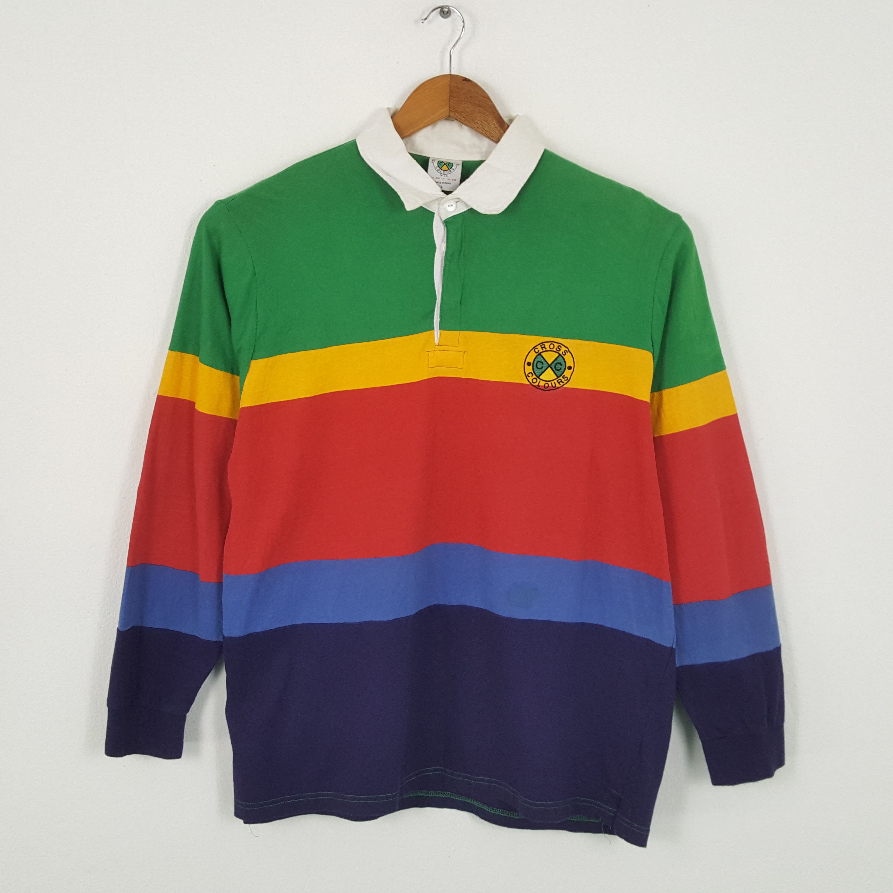 image of Cross Colours x Vintage Cross Colour Hip-Hop Style Rugby Polos, Men's (Size Large)