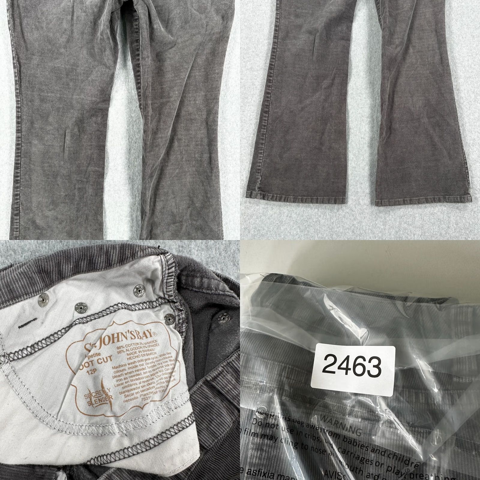 Vintage St. John's Bay Chino Pants Dark Gray Women's 12P Corduroy Flat Front Bootcut Pockets Petite Boys? Size 34" / US 12 / IT 48 - 8 Thumbnail