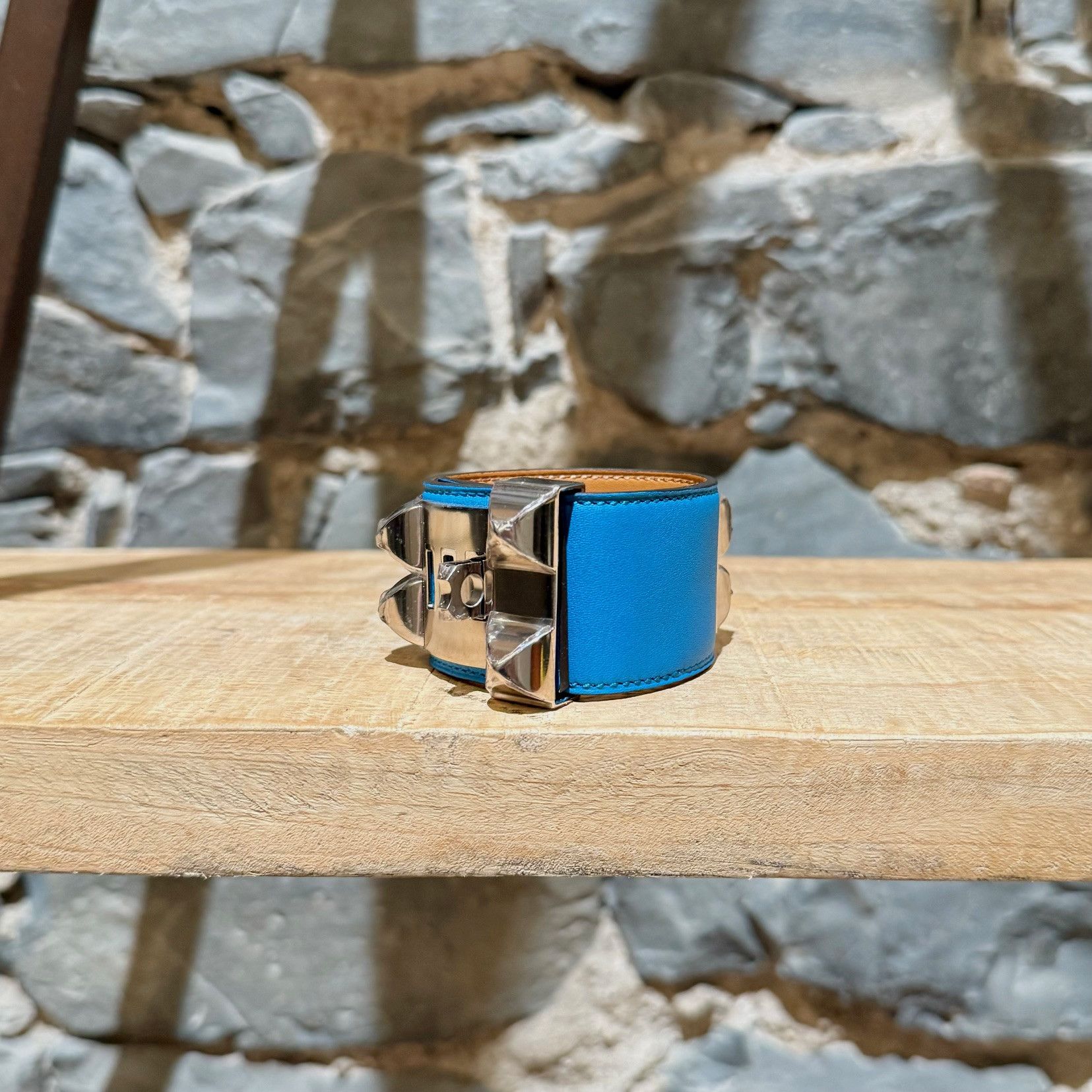 Hermes Hermès Zanzibar Blue Palladium HW Collier De Chien Bracelet Size ONE SIZE - 5 Thumbnail