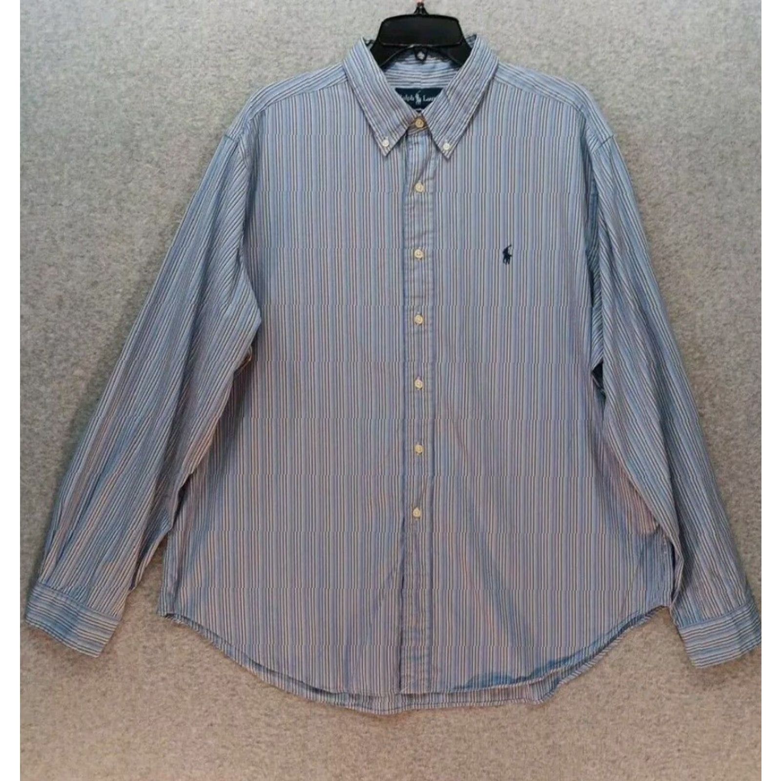 Ralph Lauren Ralph Lauren Button Down Shirt Mens 2XL Blue Stripe Dress Shirt Blue Pony Logo Size 48R - 2 Thumbnail
