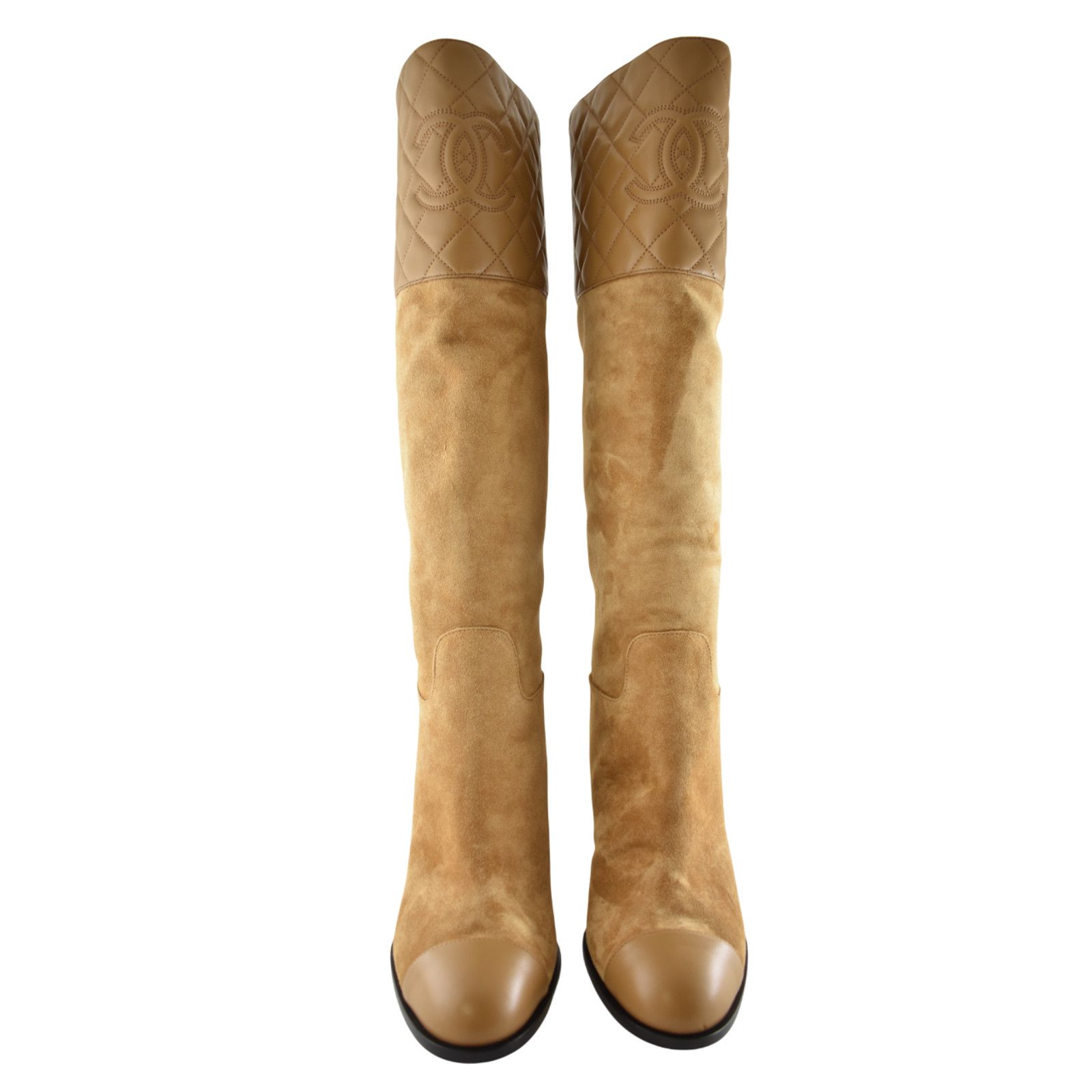 Chanel Chanel 23B Suede Quilted Leather CC Knee High Boots 39.5 Size US 9.5 / IT 39.5 - 10 Thumbnail