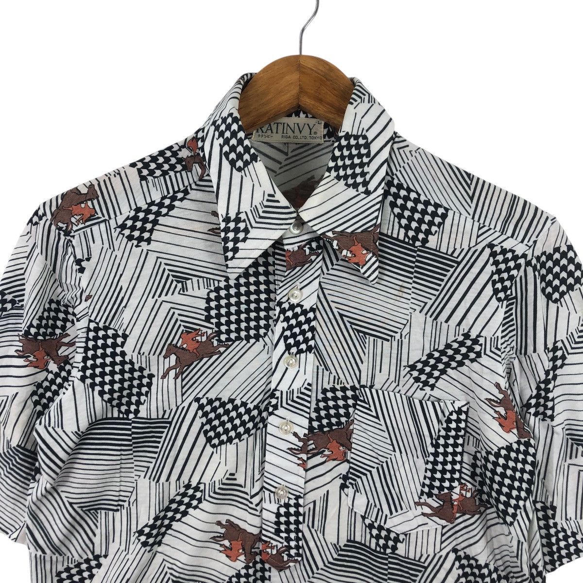 Vintage Vintage 90’ RATINVY RIGA TOKYO Designer AOP Polo Tee Shirt Size US L / EU 52-54 / 3 - 2 Thumbnail