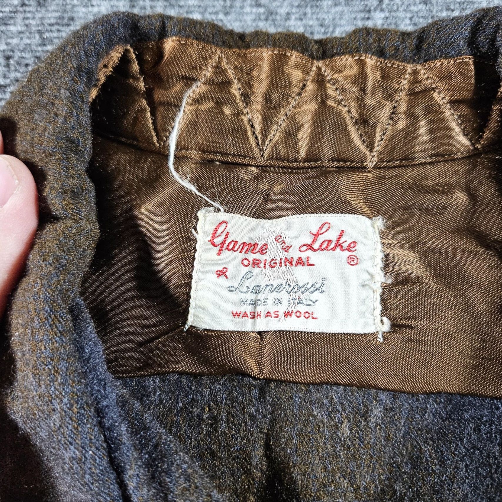 Vintage VINTAGE Game & Lake Jacket Mens Large Brown Wool Lined Made Italy Outdoor 60s Size US L / EU 52-54 / 3 - 5 Thumbnail