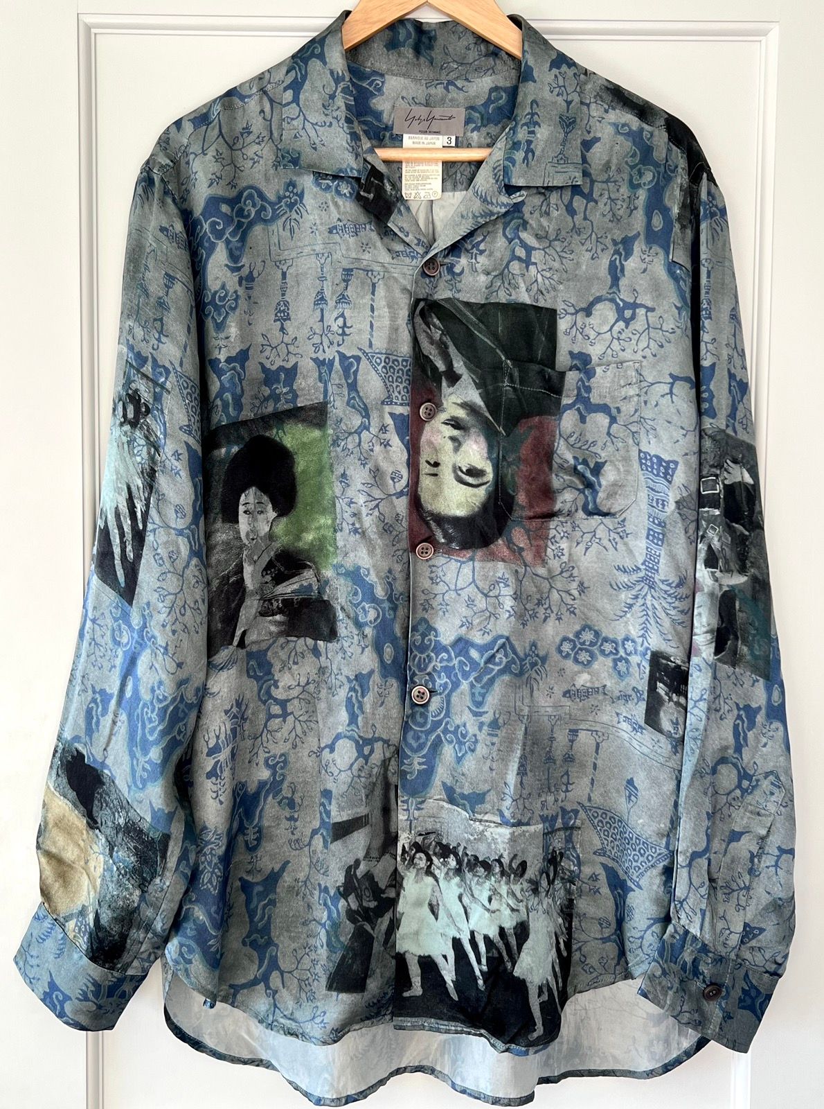 Pre-owned Yohji Yamamoto Ss2004  Faces Blue Silk Runway Button Up Shirt