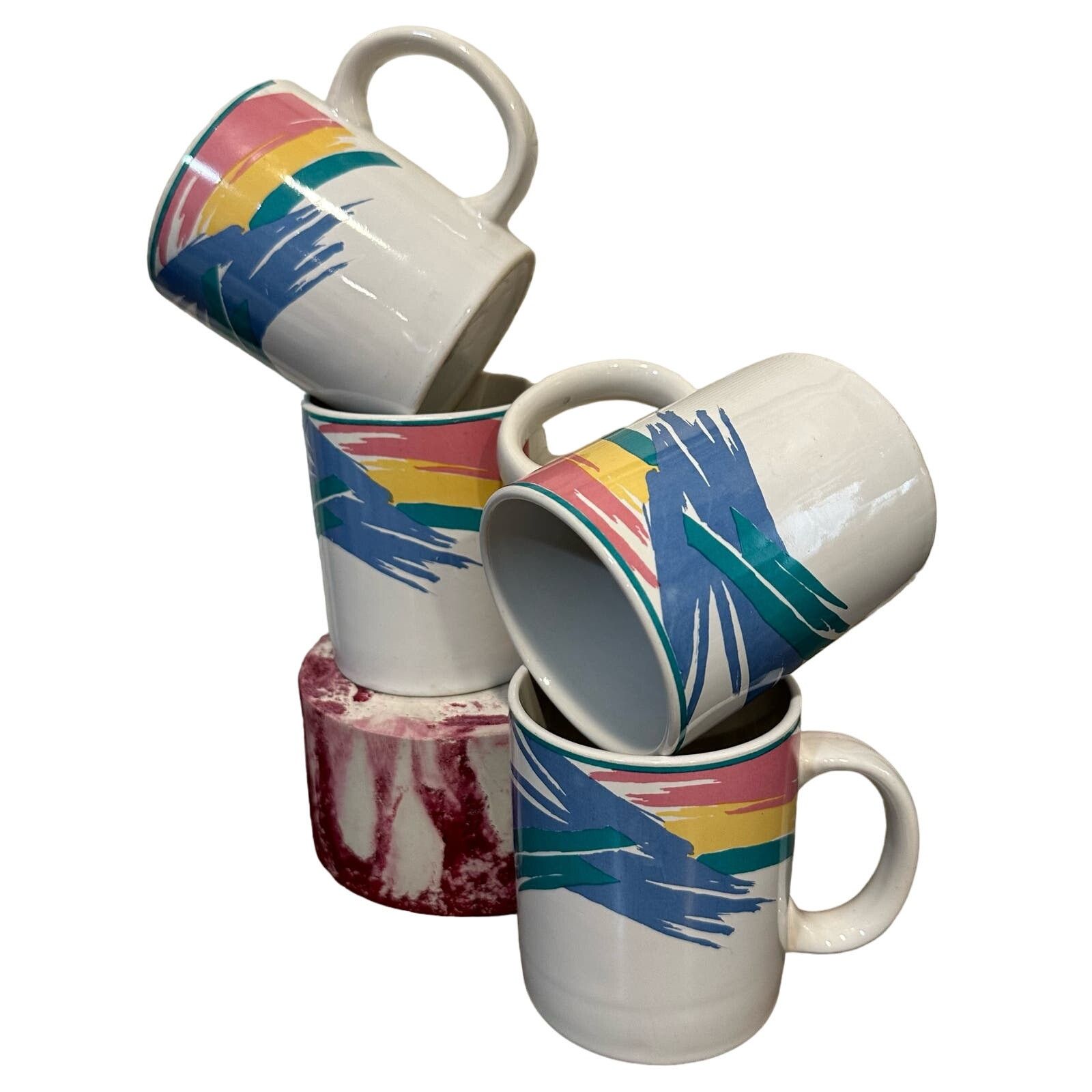 Other Vintage 90s Tienshan Stoneware Retro Pastels Coffee Mugs Size ONE SIZE - 1 Thumbnail