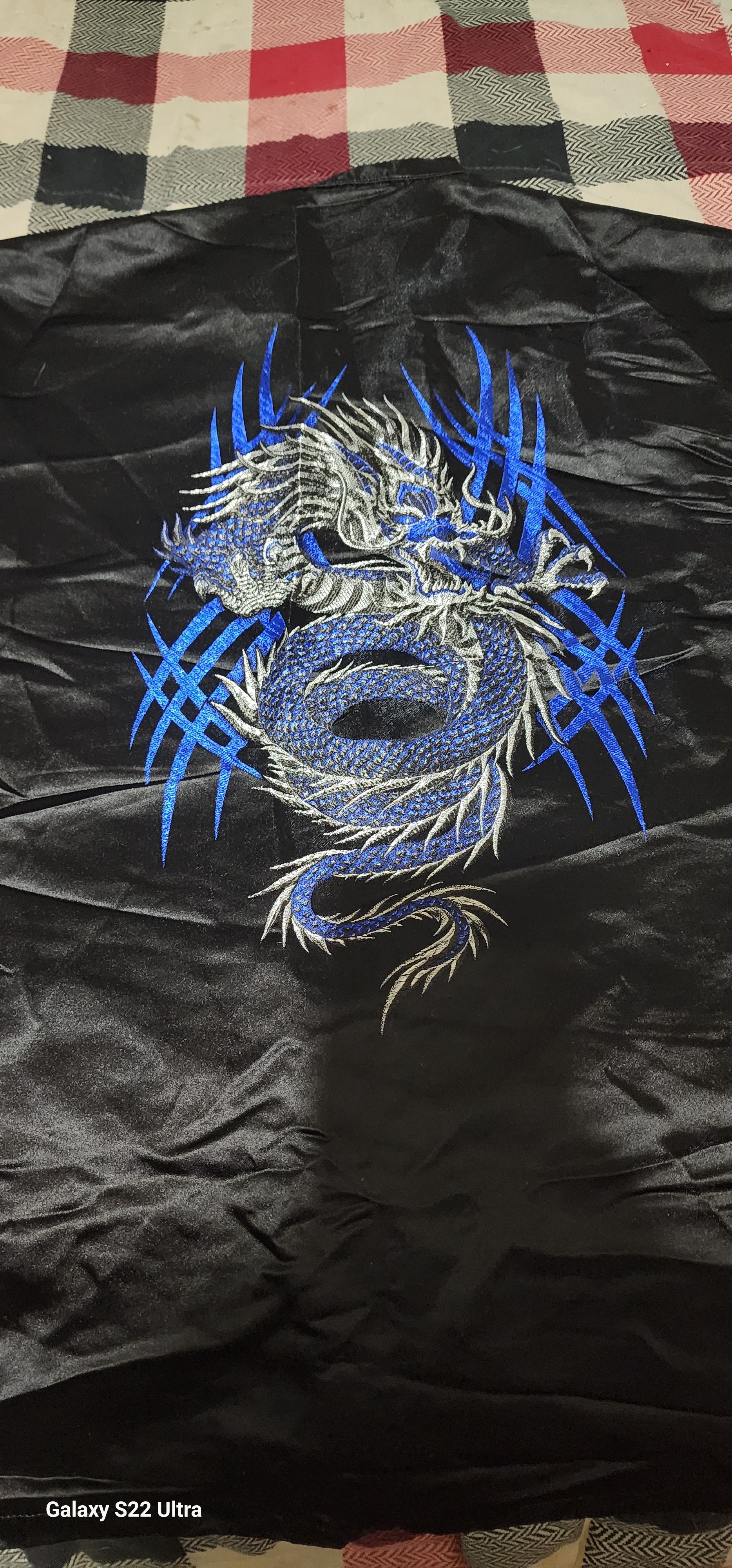 Other Black Satin Odo Shirt with Blue Dragon Embroidery Size US L / EU 52-54 / 3 - 3 Thumbnail