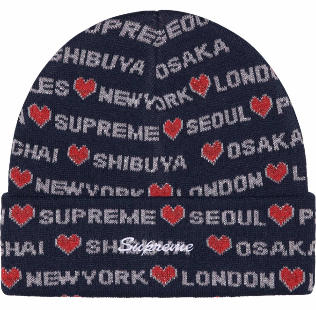 Supreme Hearts Beanie Navy FW24 - Hats