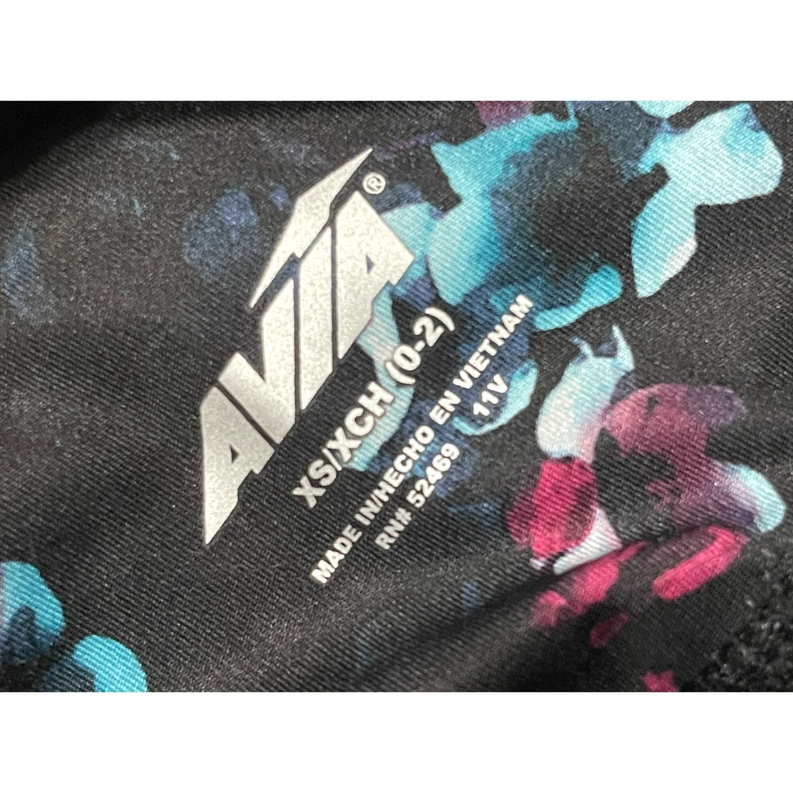 Avia Avia Women's XS Leggings, Black Purple Blue Floral, Pull On Size 26" / US 2 / IT 38 - 5 Thumbnail