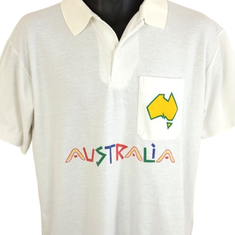 Vintage VINTAGE Australia Day Polo Shirt Mens Size L 90s Bandung Hash House Harriers White Cotton Button-Down Short Sleeve Collared Shirt Size US L / EU 52-54 / 3 - 2 Thumbnail