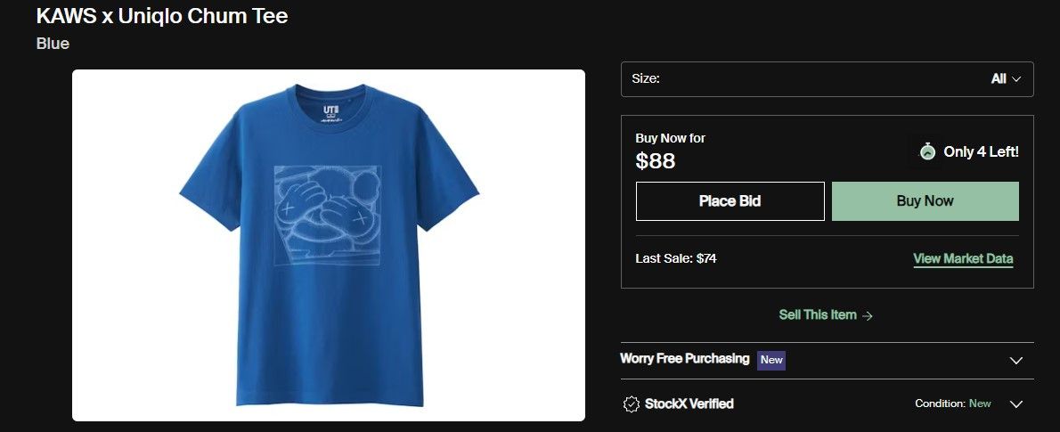 Kaws KAWS Uniqlo Chum Tee Size US S / EU 44-46 / 1 - 9 Thumbnail