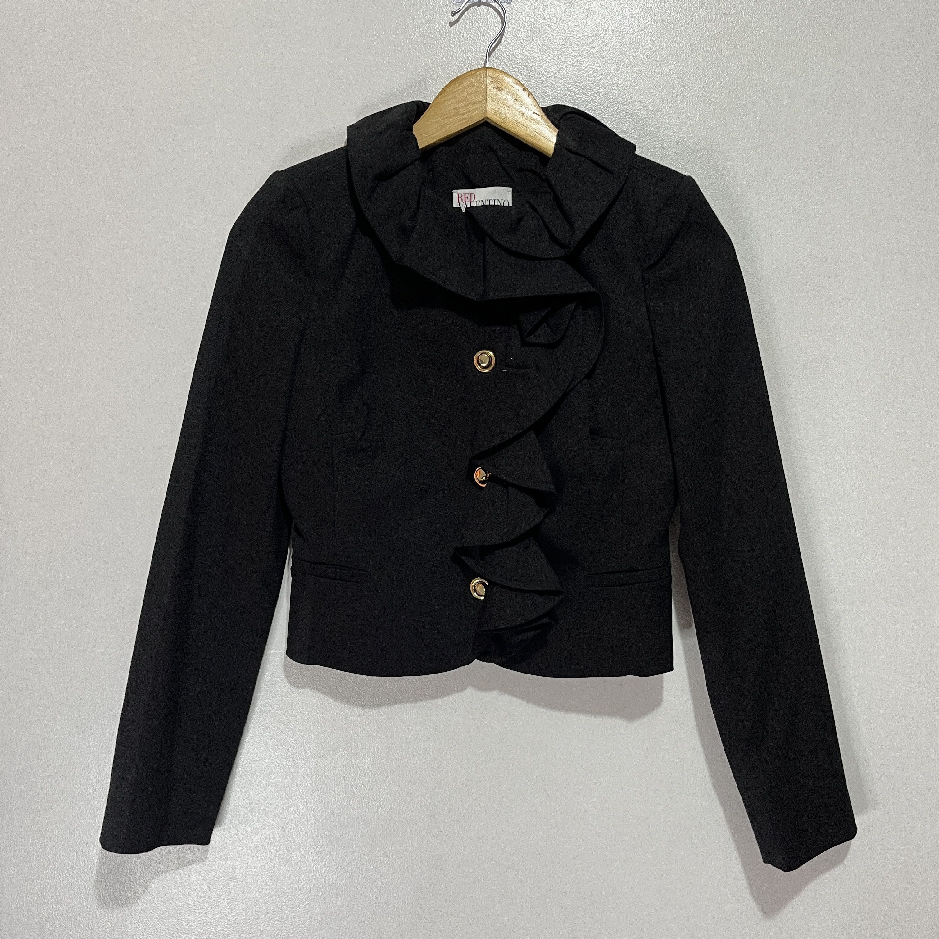 RED Valentino Red Valentino Ruffled Cropped Blazer Size M / US 6-8 / IT 42-44 - 1 Thumbnail