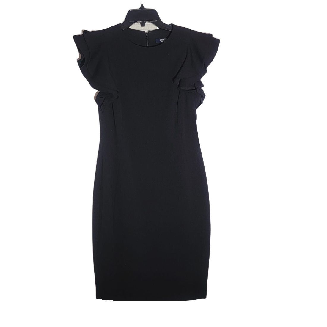 Chaps Elegant Chaps Sz 4 Black Sheath Dress with Flutter Sleeves f Size S / US 4 / IT 40 - 6 Thumbnail