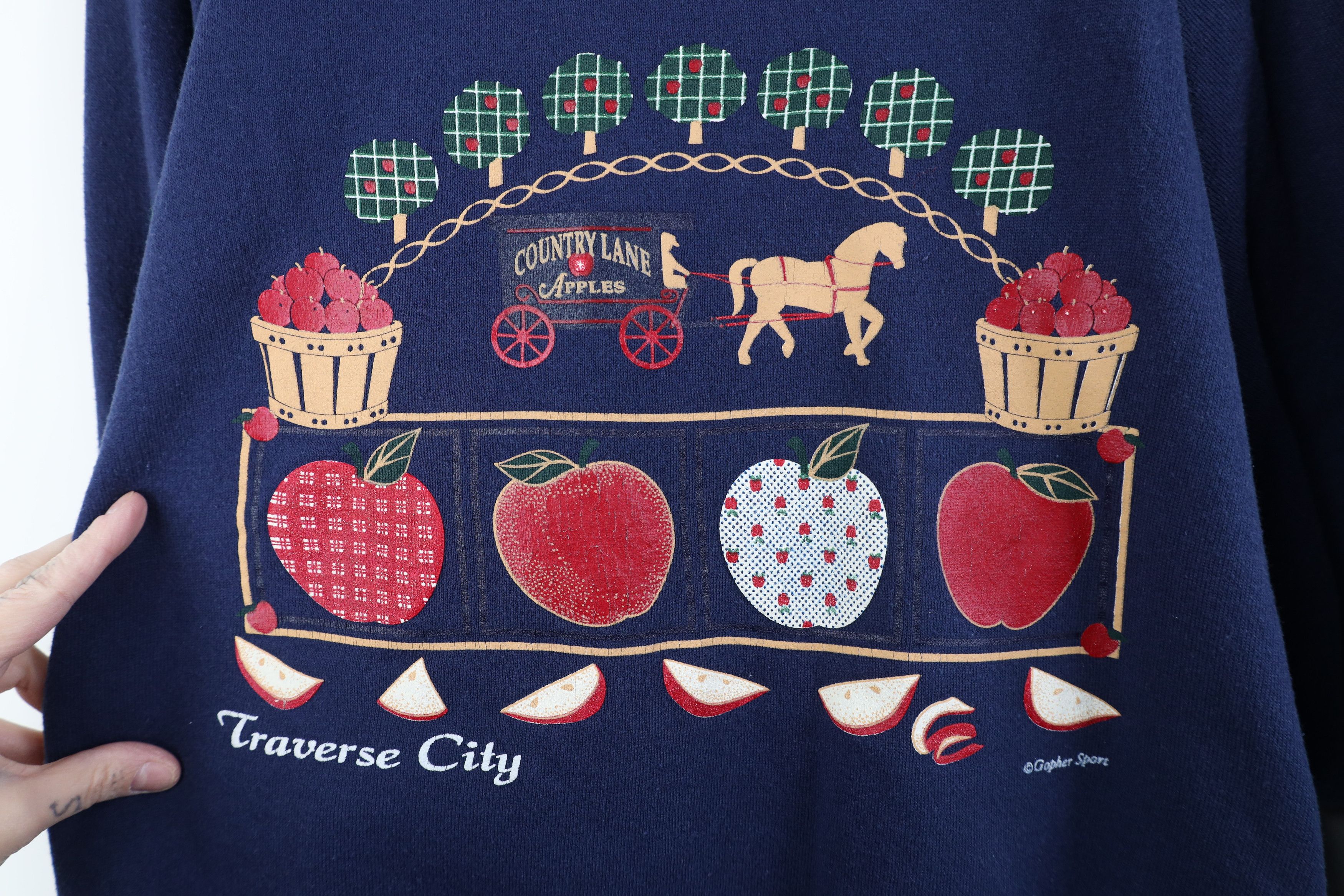 Vintage Vintage 90s Streetwear City Apples Turtleneck Sweatshirt US Size XXL / US 16-18 / IT 52-54 - 4 Thumbnail