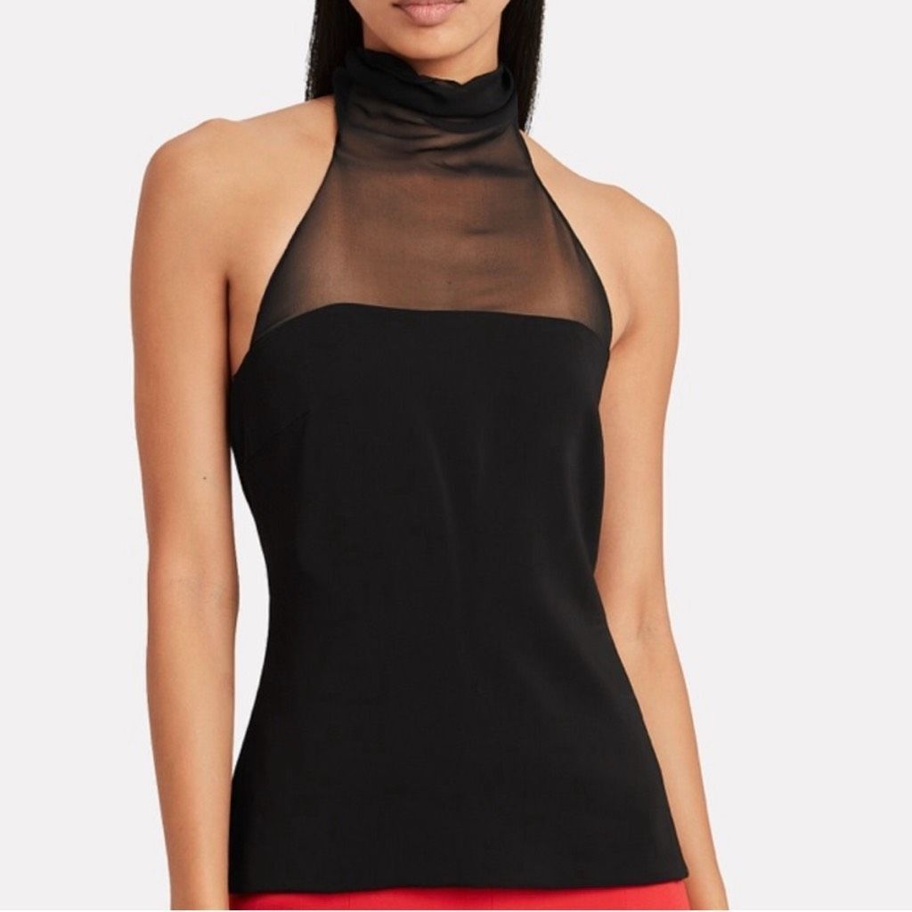 Other CUSHNIE Blouse Chiffon Halter Neck Open Back Black Top Size Size XS / US 0-2 / IT 36-38 - 4 Thumbnail