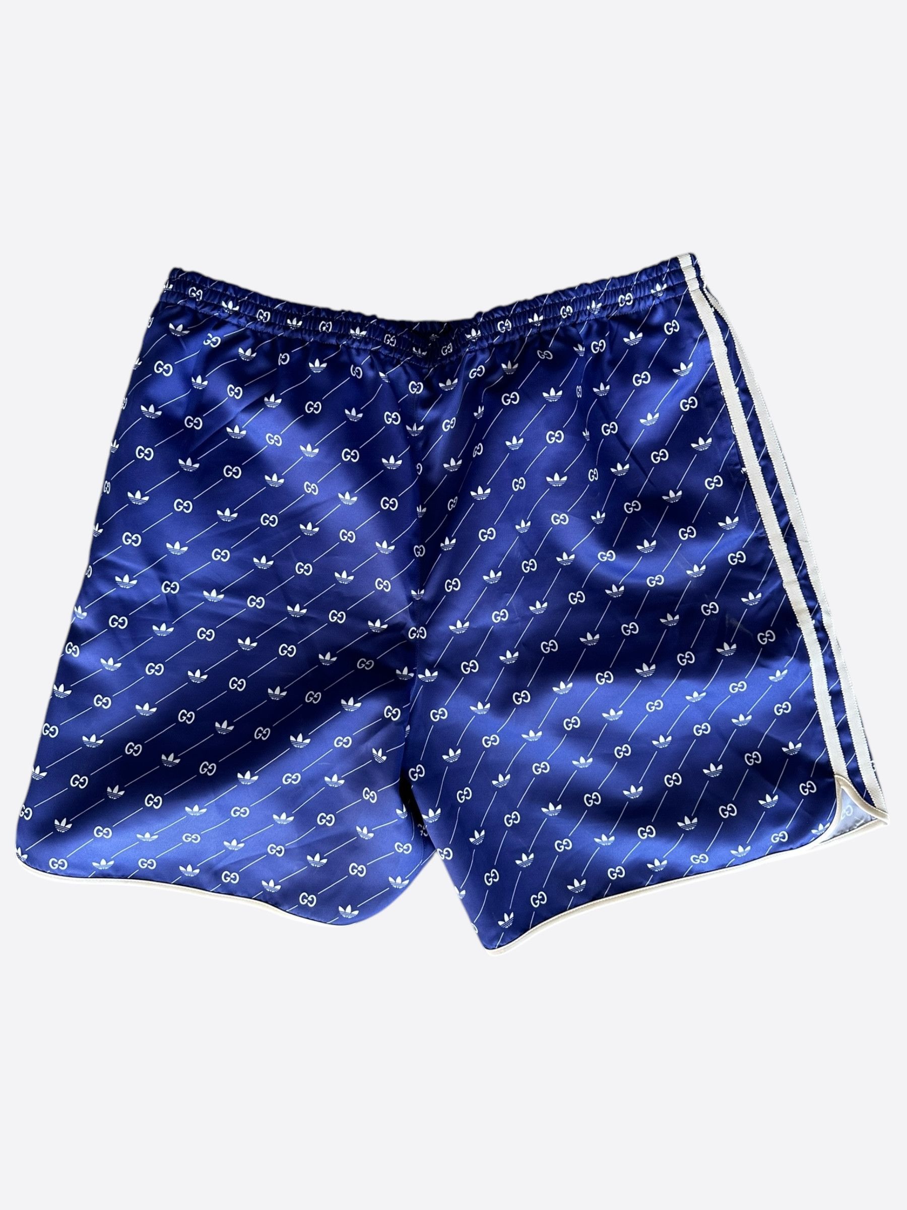 Adidas × Gucci Gucci Adidas Blue & White Monogram Track Shorts Size US 36 / EU 52 - 1 Thumbnail